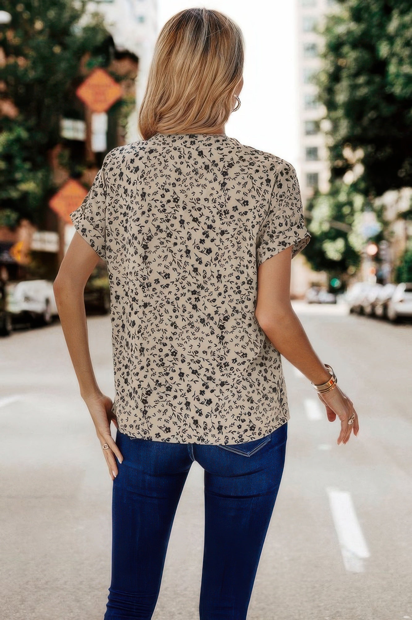 V Neck Floral Print Batwing Sleeve Blouse  Shop One Place