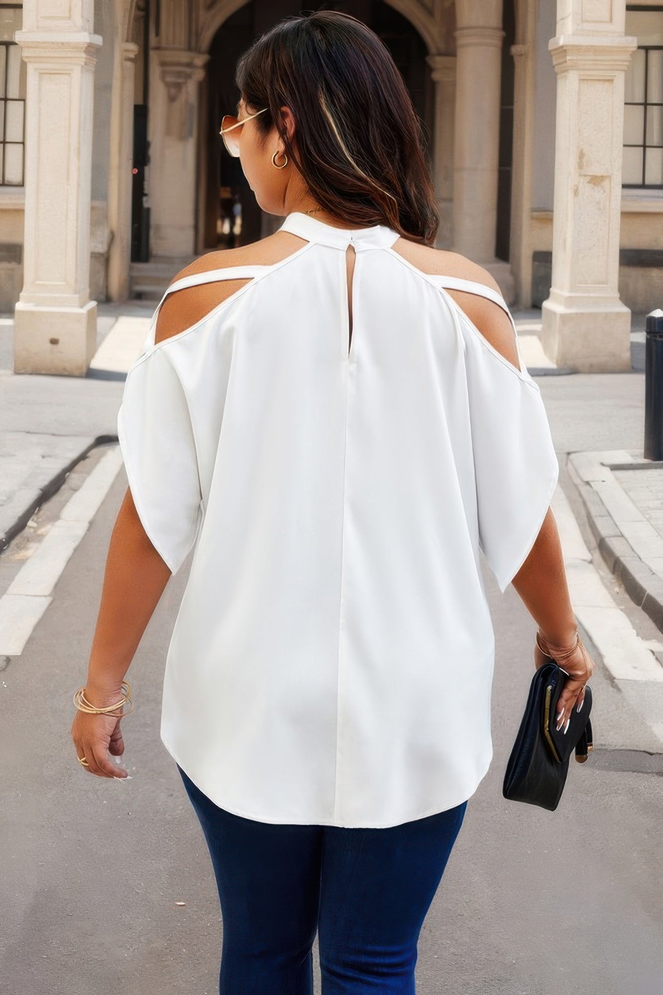 Plus Halter Open Shoulder Bat Sleeves Loose Top  Shop One Place