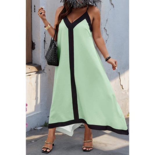 Plus Colorblock Spaghetti Strap A Line Dress  Shop One Place