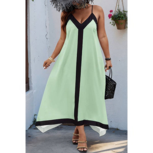 Plus Colorblock Spaghetti Strap A Line Dress  Shop One Place