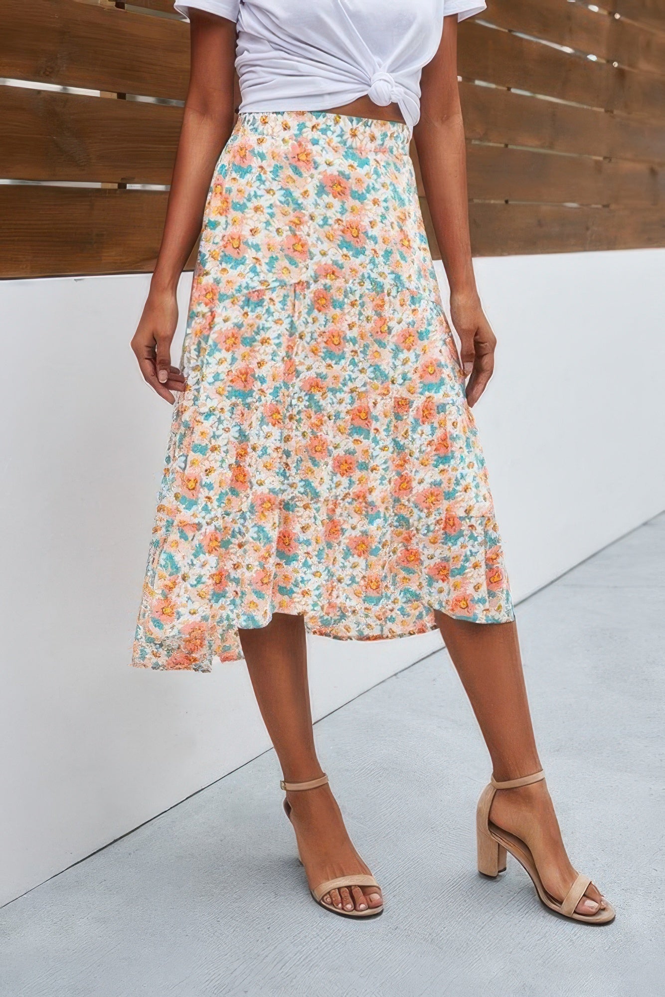 Floral Print High Waist Skirt A Line Long Skirt  Shop One Place