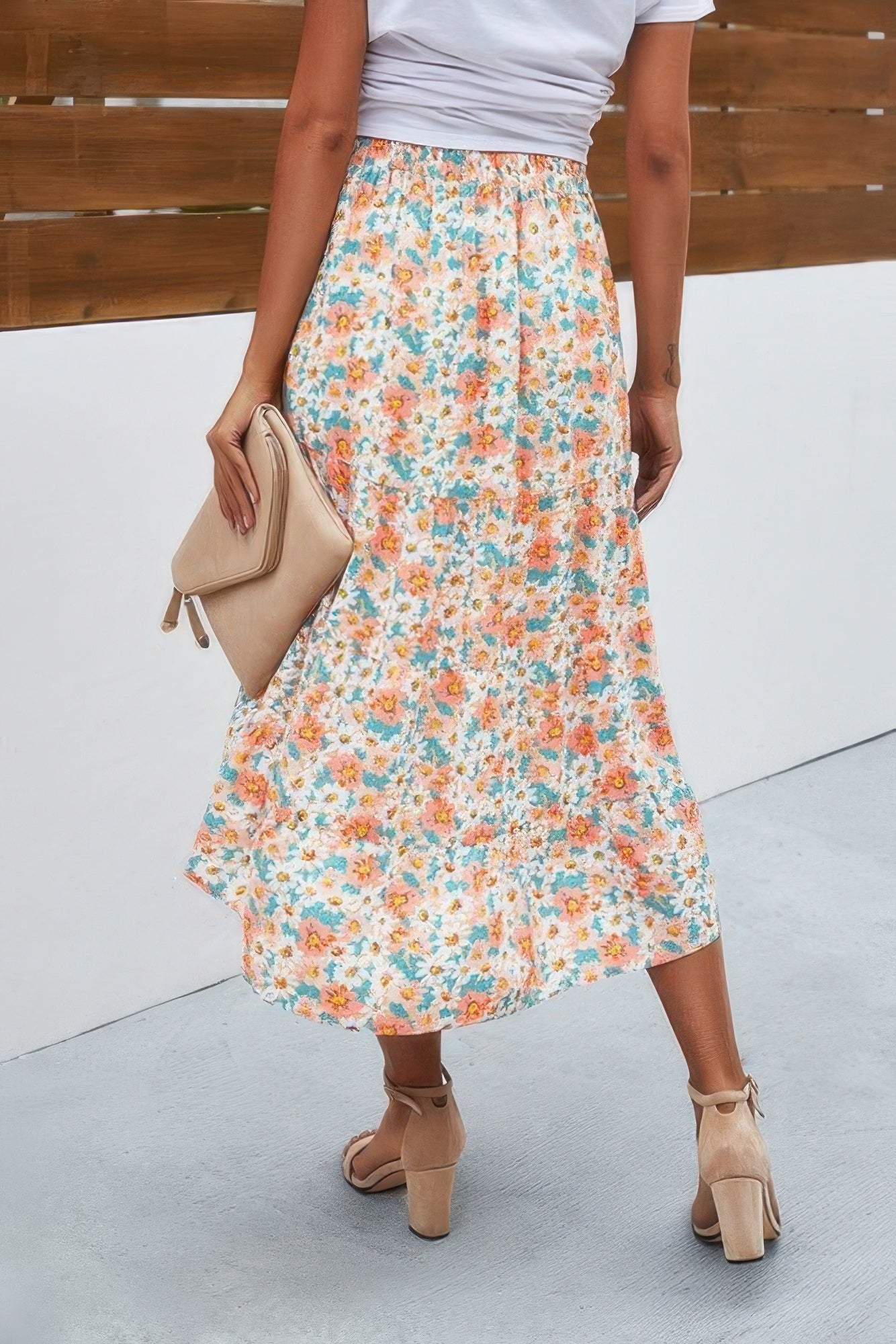 Floral Print High Waist Skirt A Line Long Skirt  Shop One Place