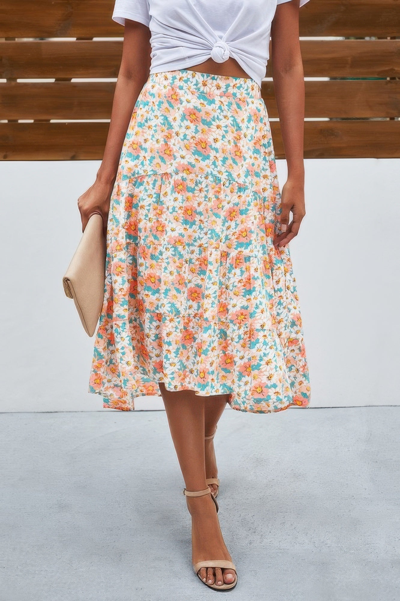 Floral Print High Waist Skirt A Line Long Skirt  Shop One Place