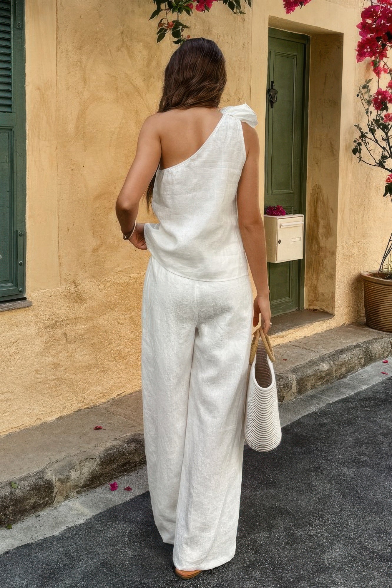 Floral Trim Linen A Tank Top And Pants Set  Shop One Place