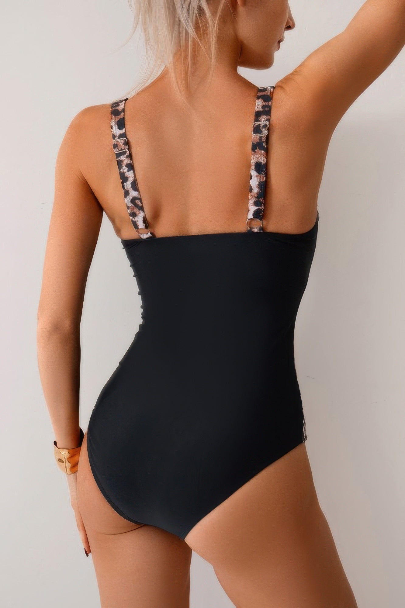 Print Colorblock Spliced Halter One Piece Swimsuit  Shop One Place