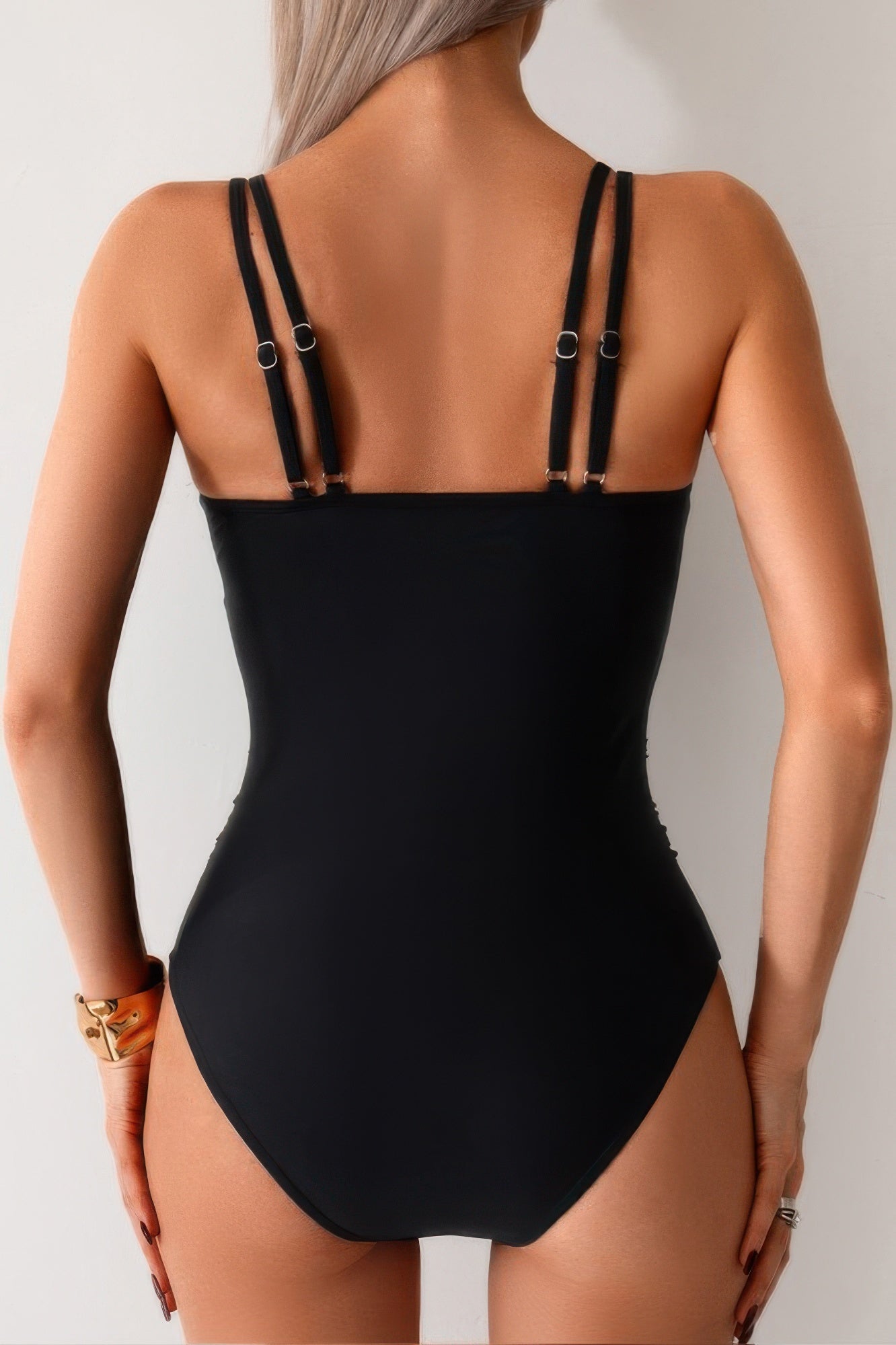 Solid Square Beck Double Strap Mesh Swimsuit  Shop One Place
