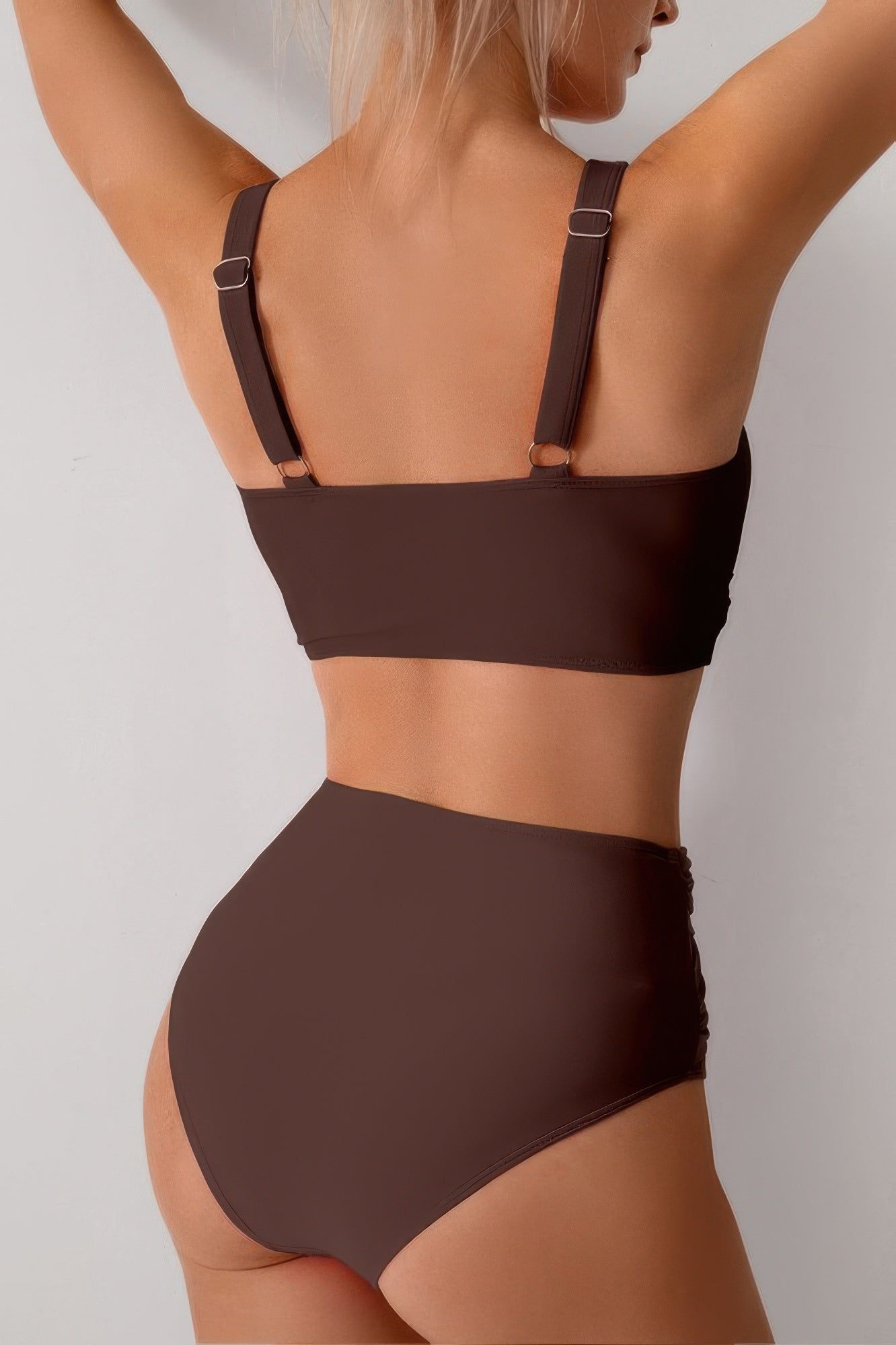 Solid Ruched High Waist Cross Push Up Swimsuit  Shop One Place