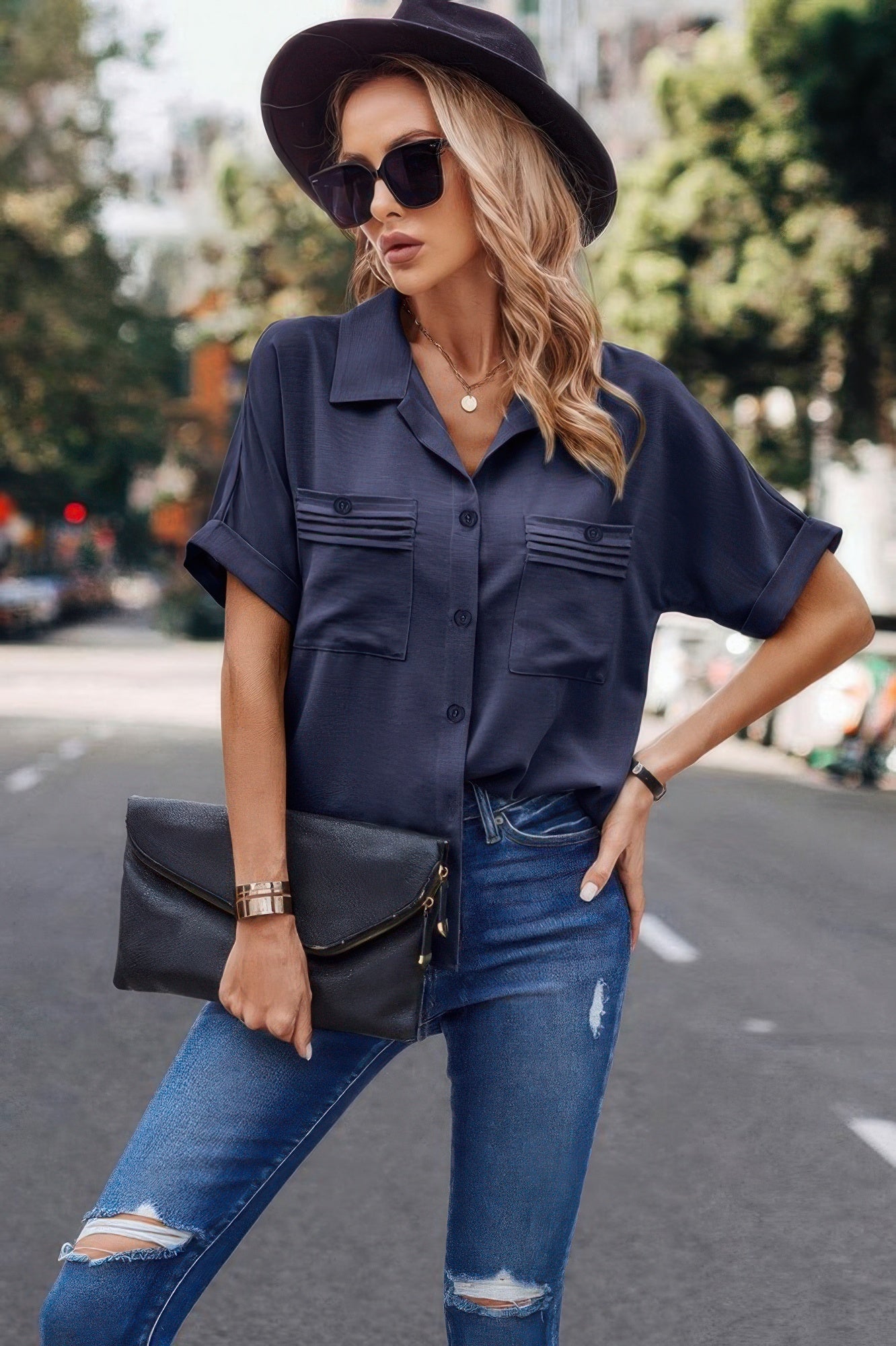Button Up Open Front Solid Shirt  Shop One Place
