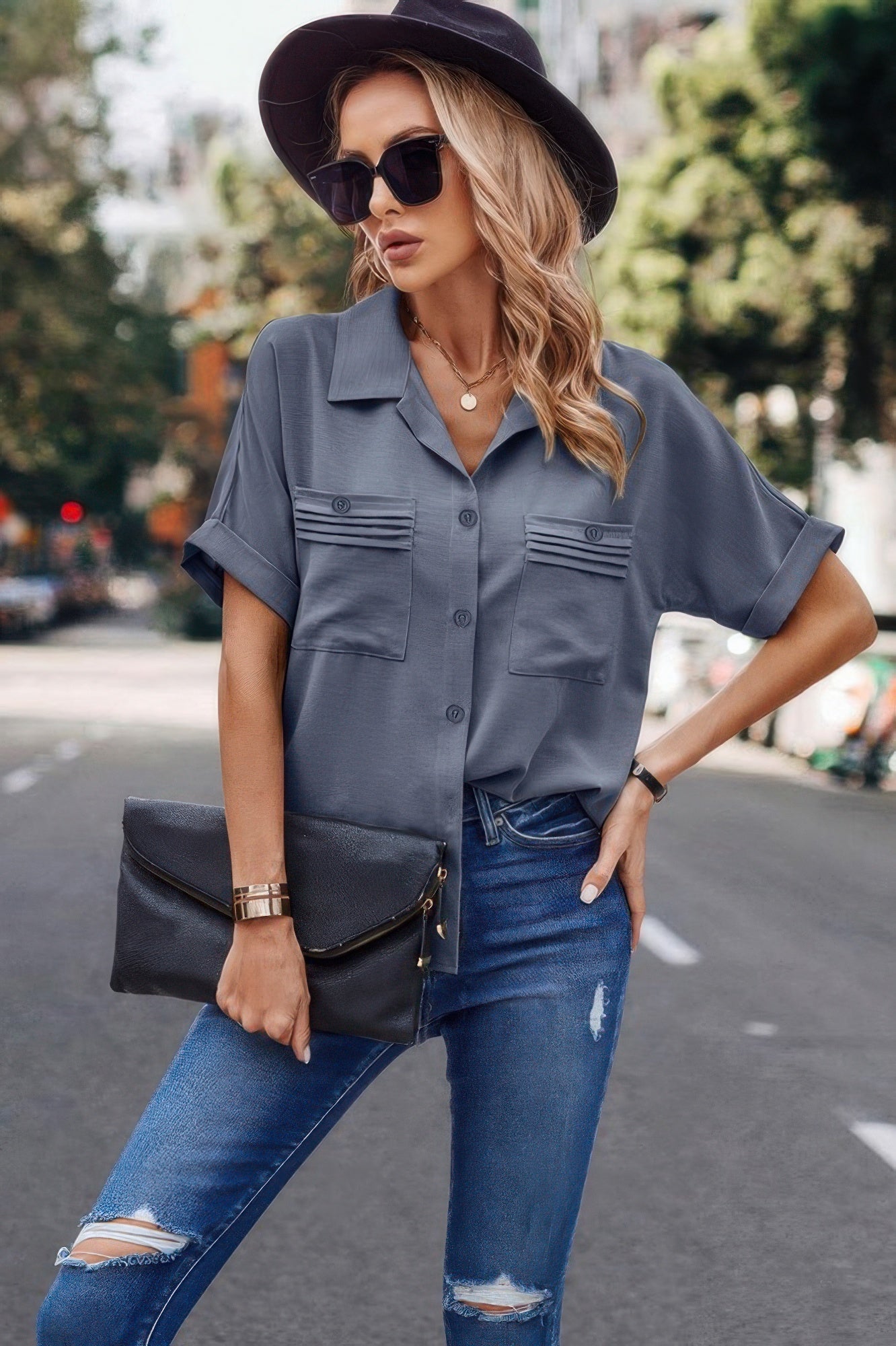 Button Up Open Front Solid Shirt  Shop One Place