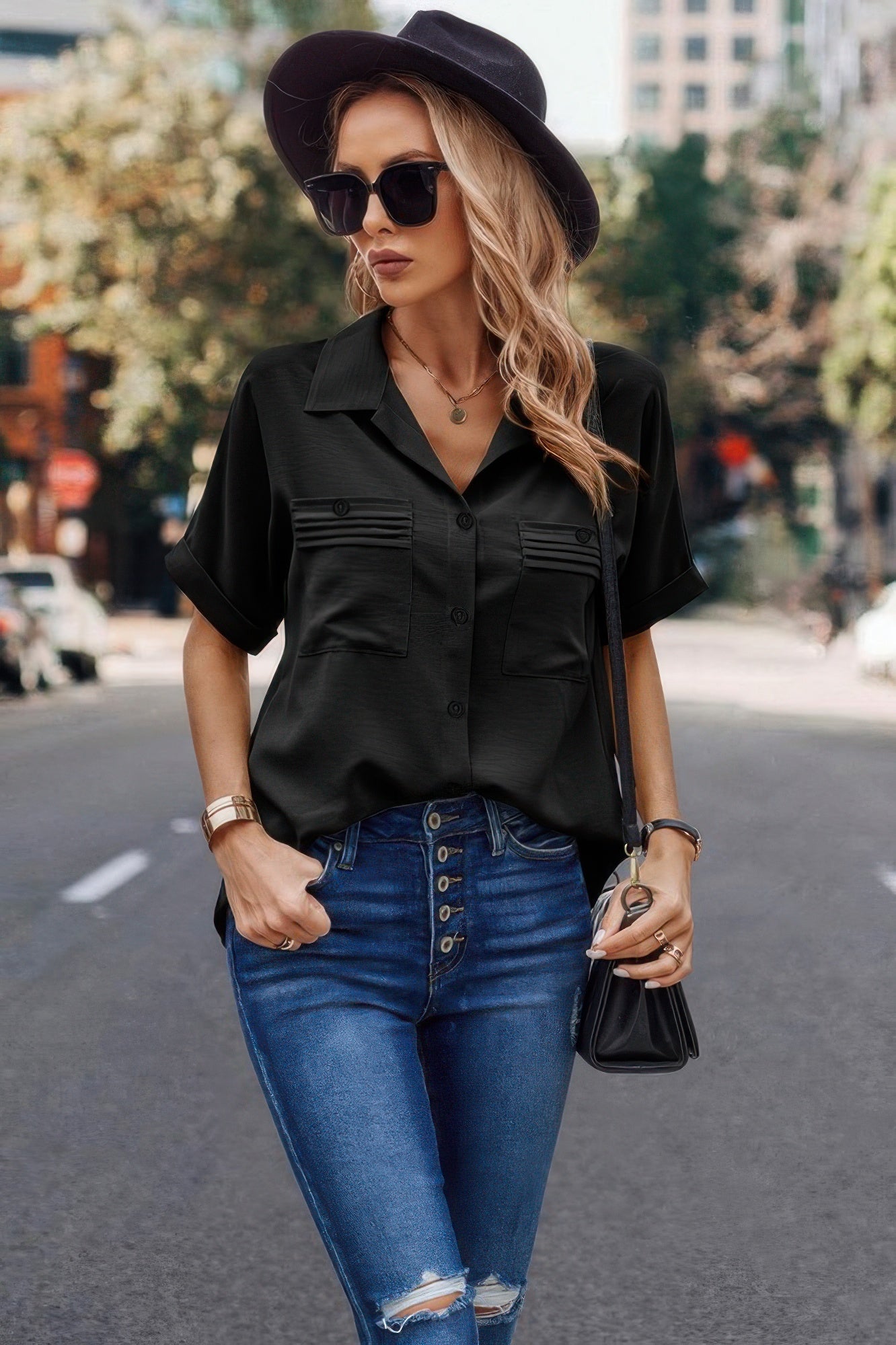 Button Up Open Front Solid Shirt  Shop One Place