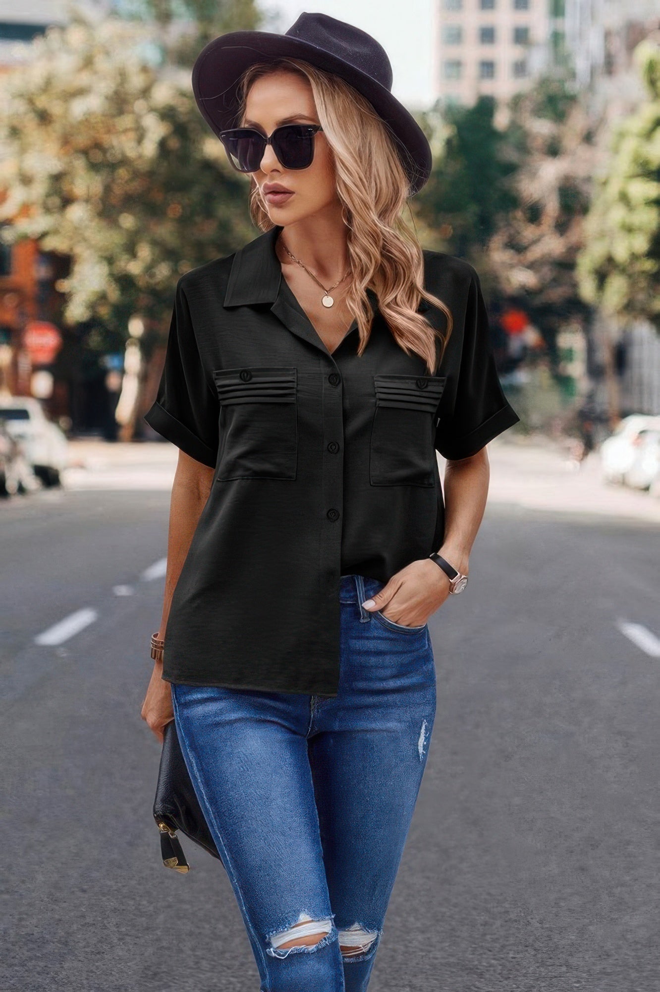 Button Up Open Front Solid Shirt  Shop One Place
