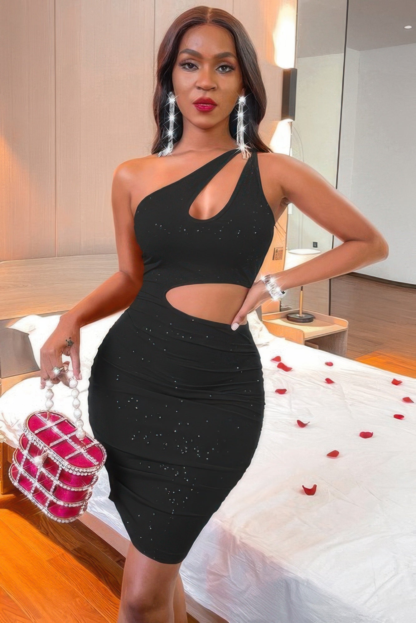 One Shoulder Sleeveless Cutout Bodycon Dress  Shop One Place