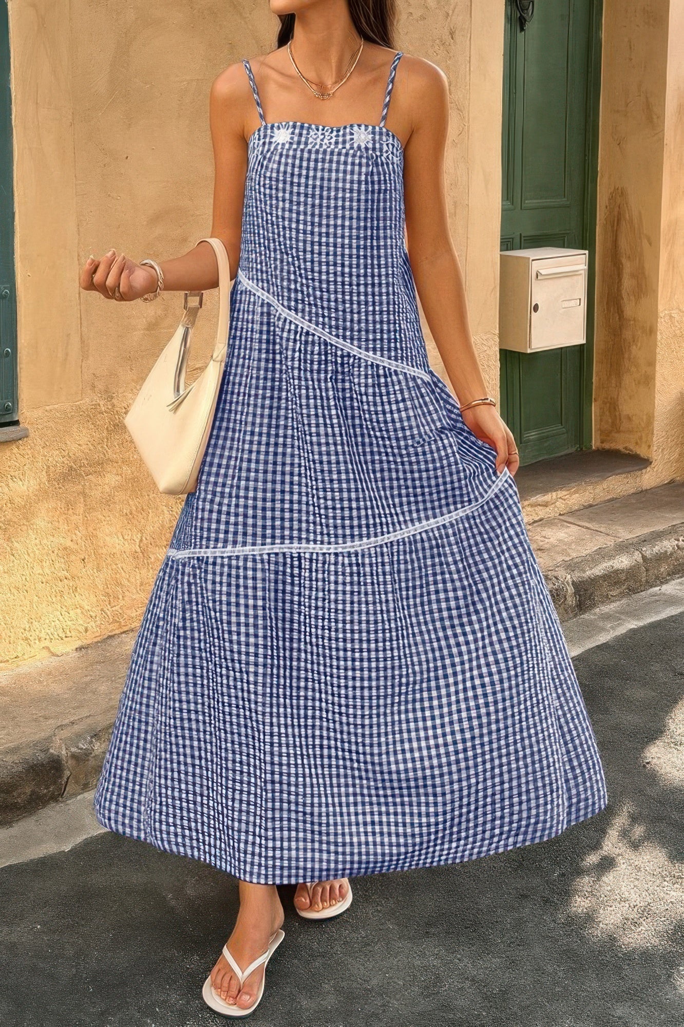 Suspenders Plaid Color Block A Line Dress  Shop One Place