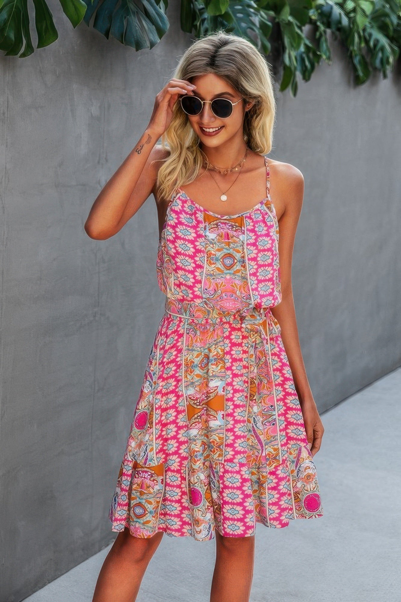Spaghetti Strap Floral Ruffle Dress  Shop One Place