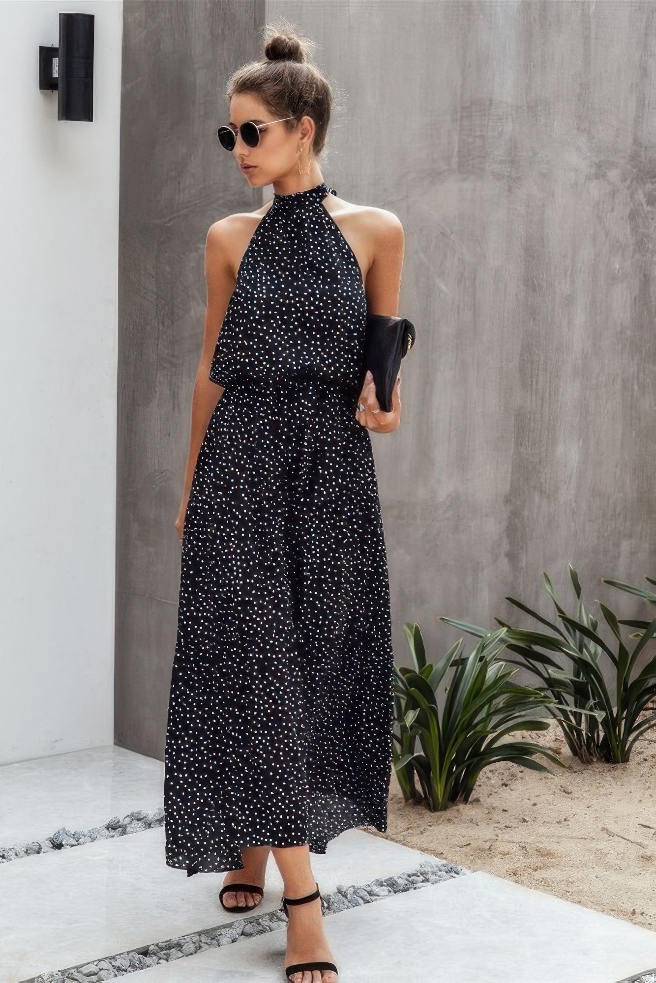 Halter Neck Polka Dot Swing Dress  Shop One Place