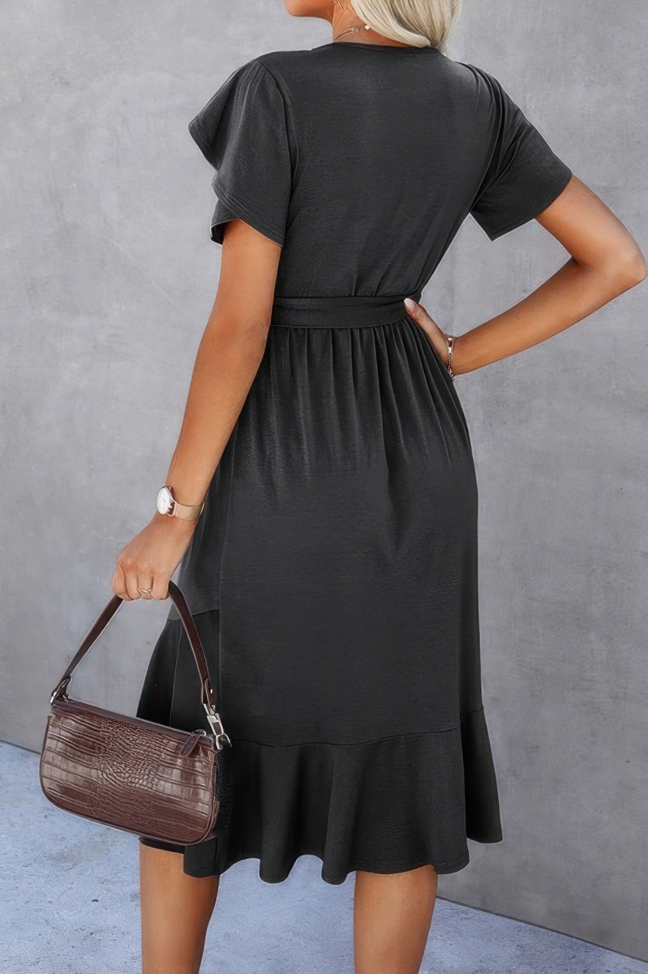 Scoop Neck Short Sleeve Solid Dress  Shop One Place