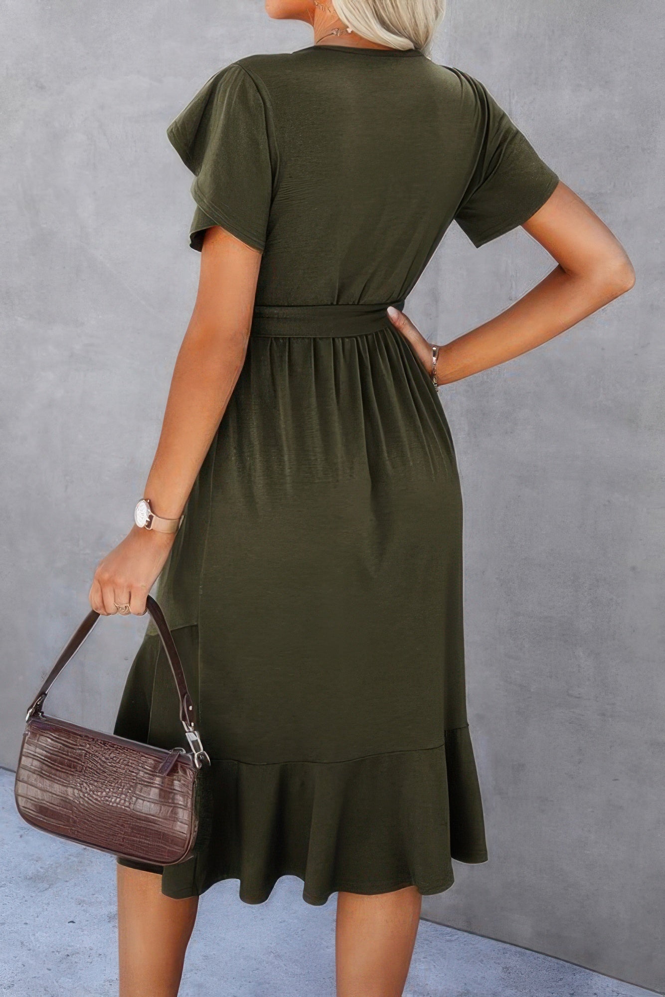 Scoop Neck Short Sleeve Solid Dress  Shop One Place