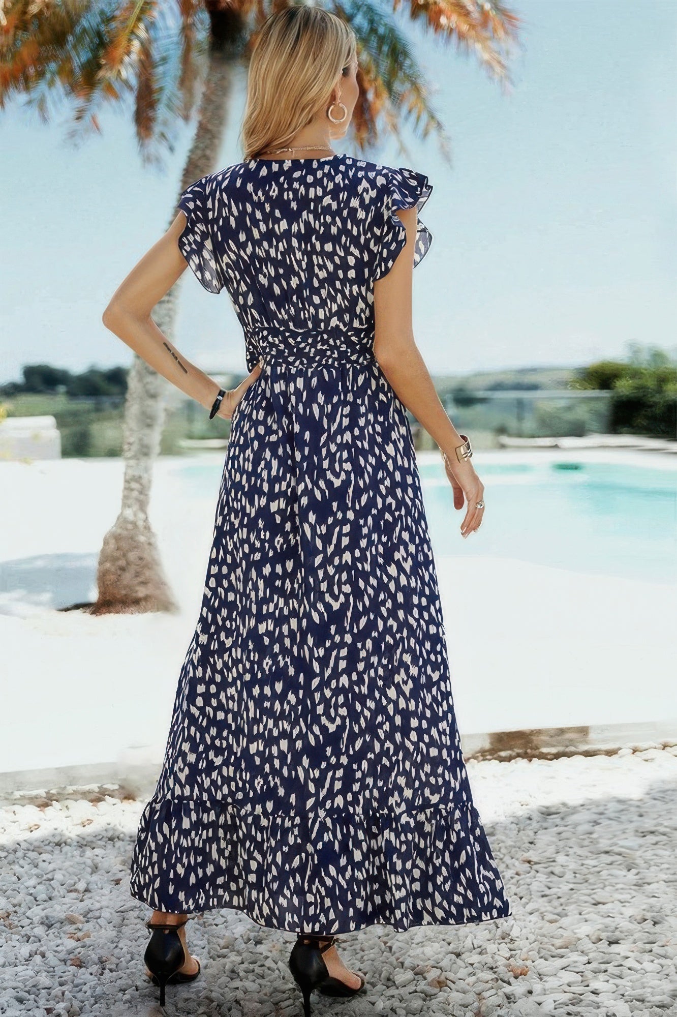 Sleeveless Tie Waist Surplice Wrap Leopard Dress  Shop One Place