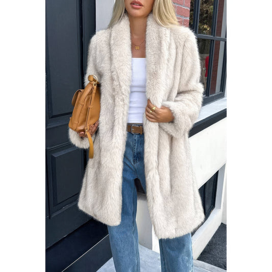 Solid Fluffy Faux Fur Shaggy Long Body Outwear  Shop One Place