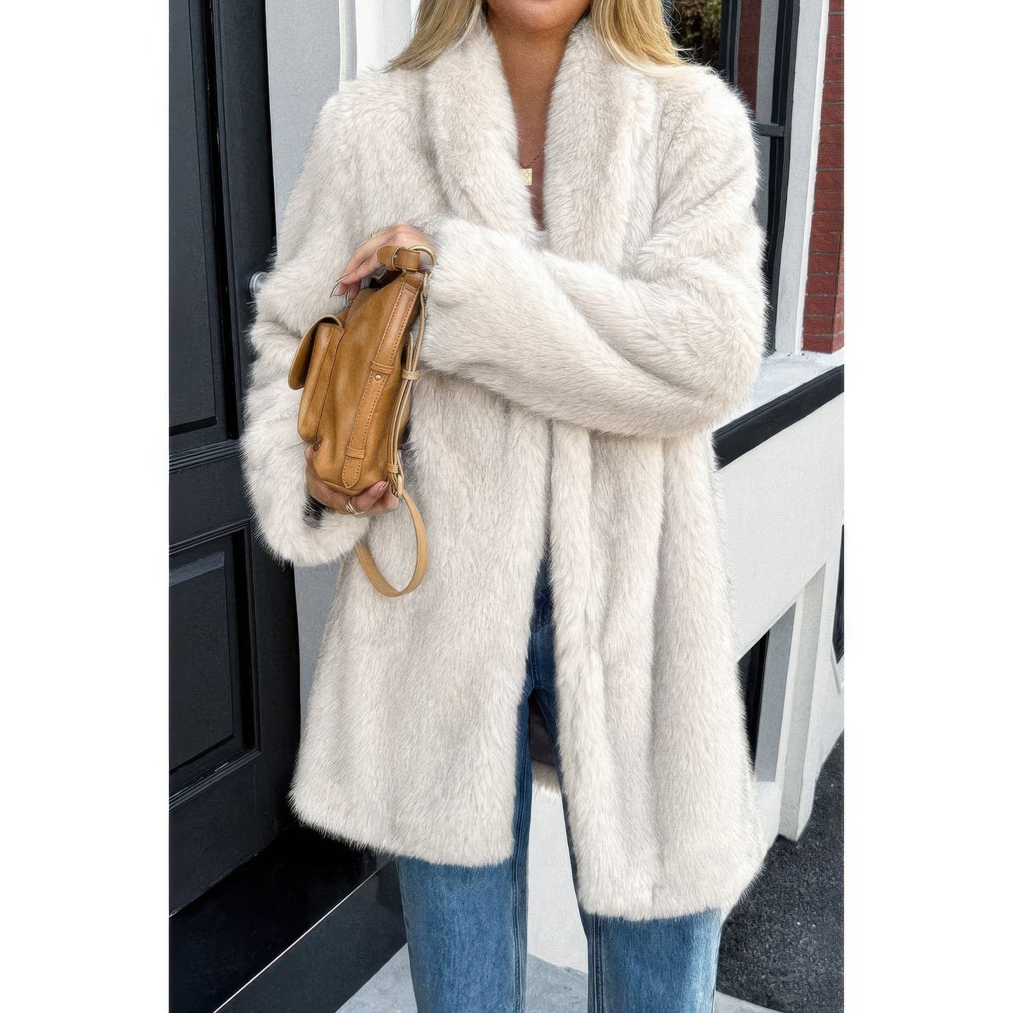 Solid Fluffy Faux Fur Shaggy Long Body Outwear  Shop One Place