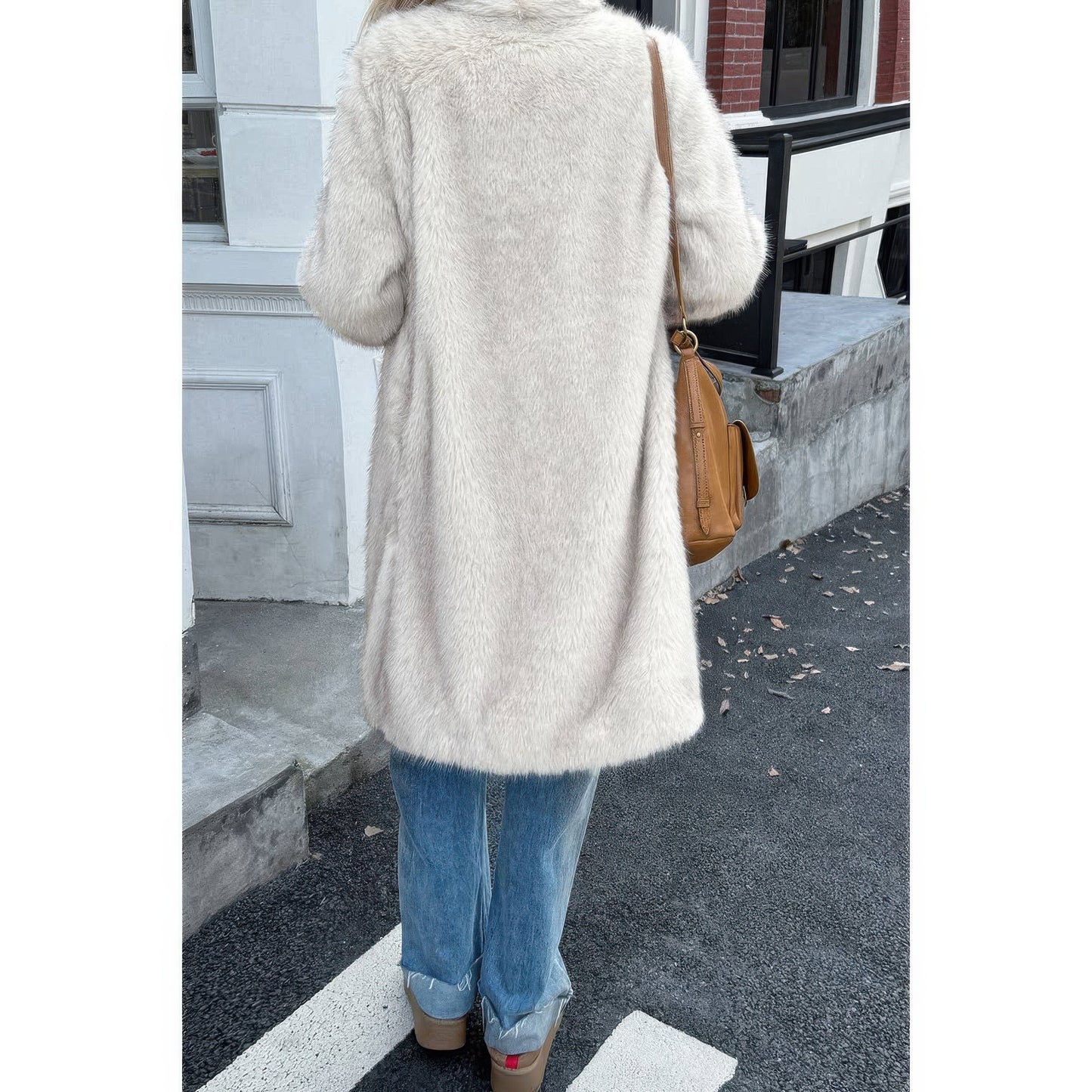 Solid Fluffy Faux Fur Shaggy Long Body Outwear  Shop One Place