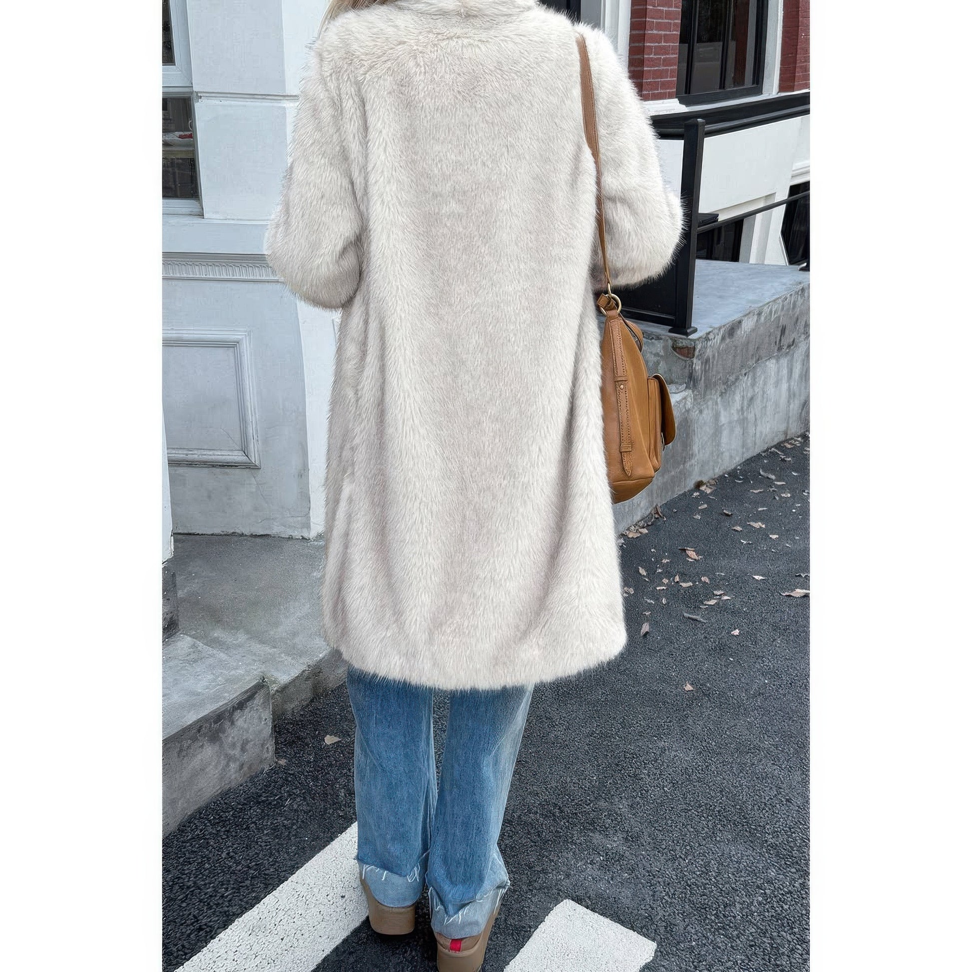 Solid Fluffy Faux Fur Shaggy Long Body Outwear  Shop One Place