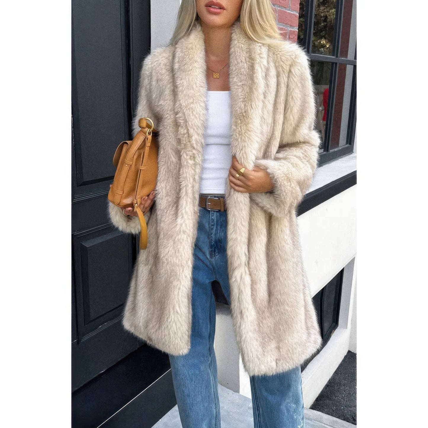 Solid Fluffy Faux Fur Shaggy Long Body Outwear  Shop One Place