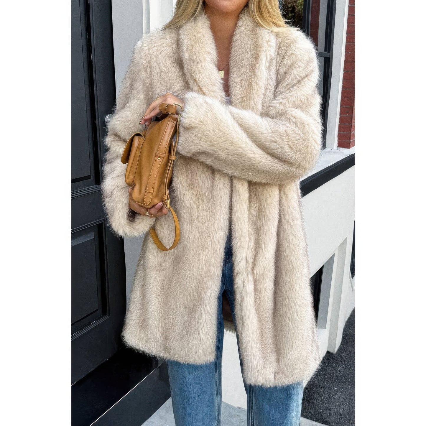 Solid Fluffy Faux Fur Shaggy Long Body Outwear  Shop One Place