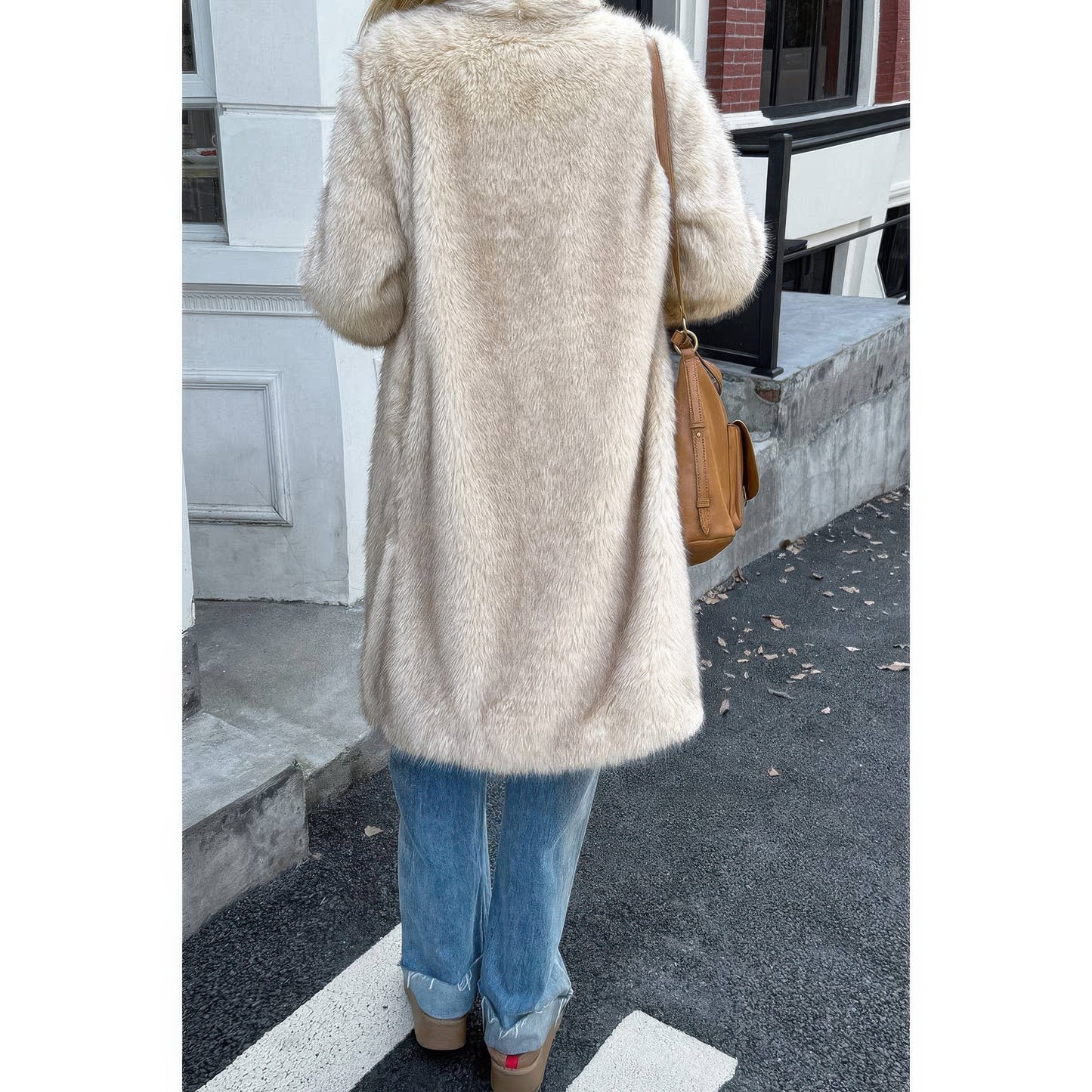 Solid Fluffy Faux Fur Shaggy Long Body Outwear  Shop One Place