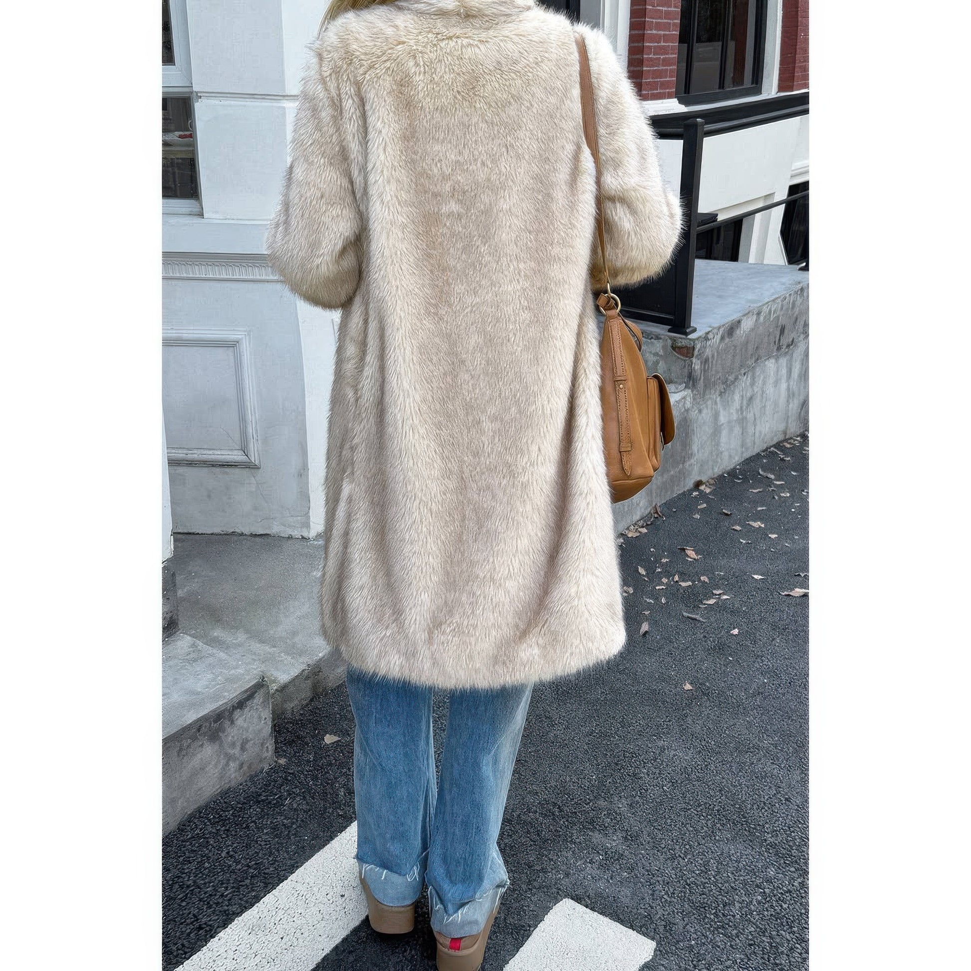 Solid Fluffy Faux Fur Shaggy Long Body Outwear  Shop One Place
