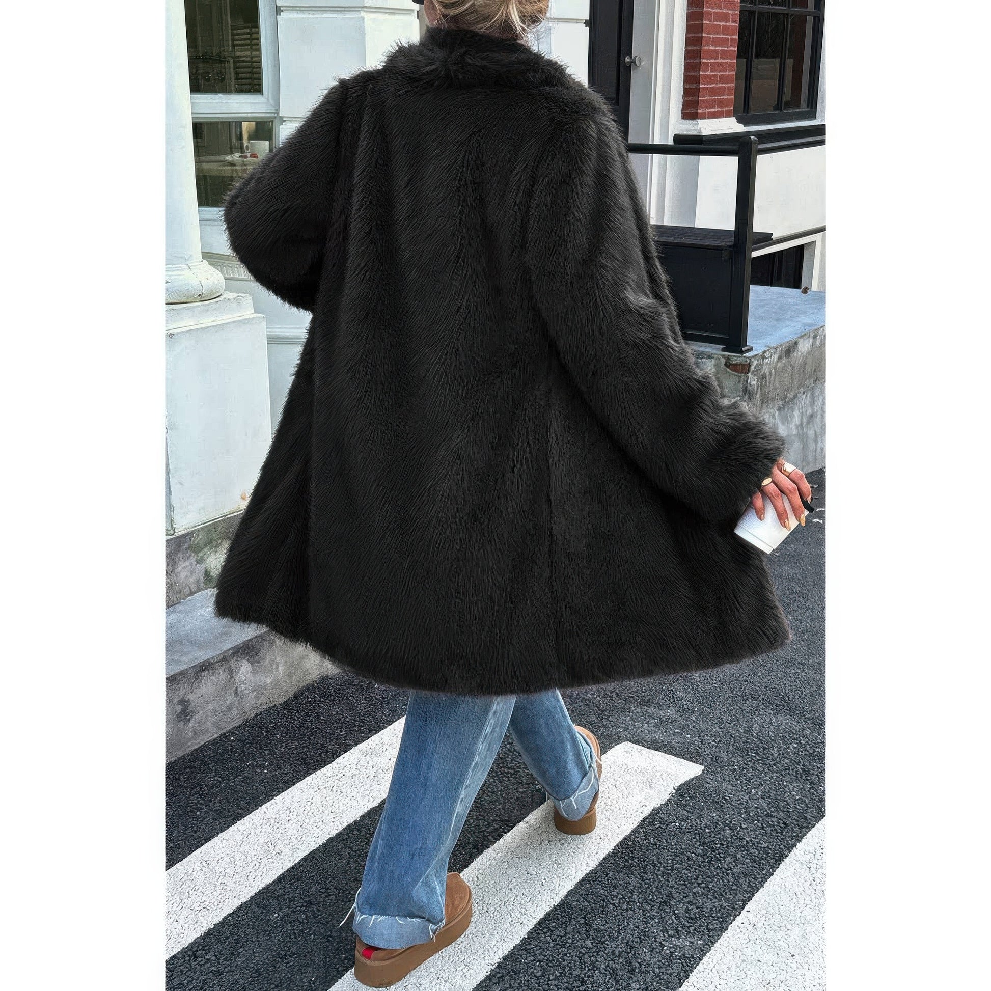 Solid Fluffy Faux Fur Shaggy Long Body Outwear  Shop One Place