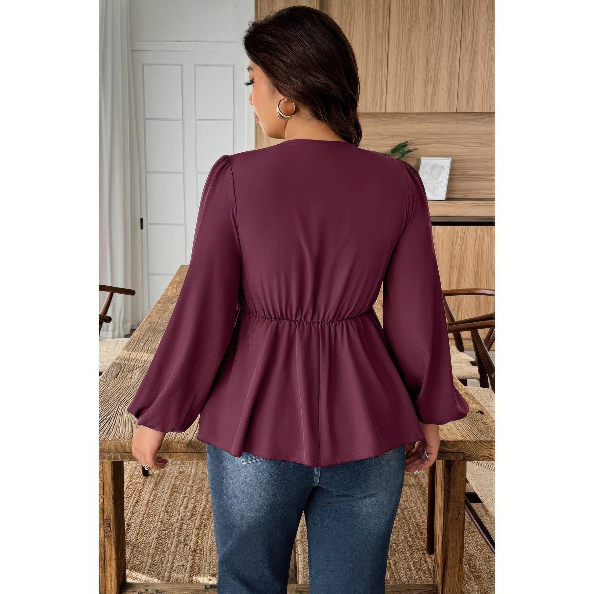 Plus Size Solid V Neck Lace Patchwork Shirt  Shop One Place