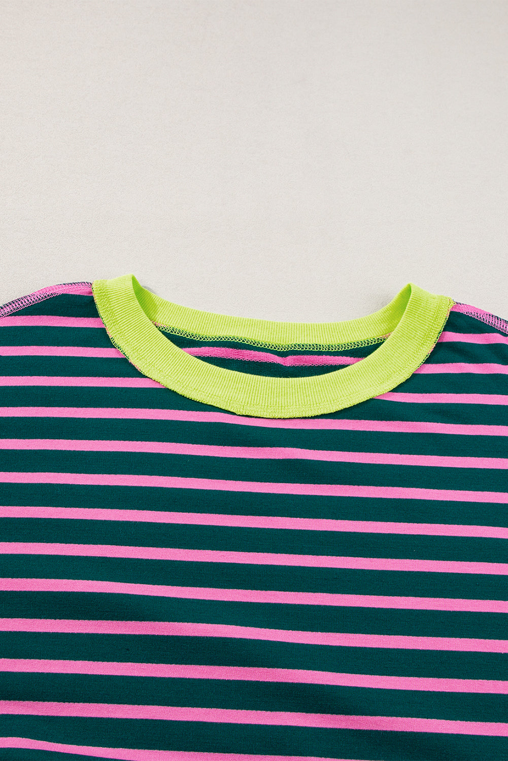 Stripe Colorblock Drop Sleeve Oversized T Shirt