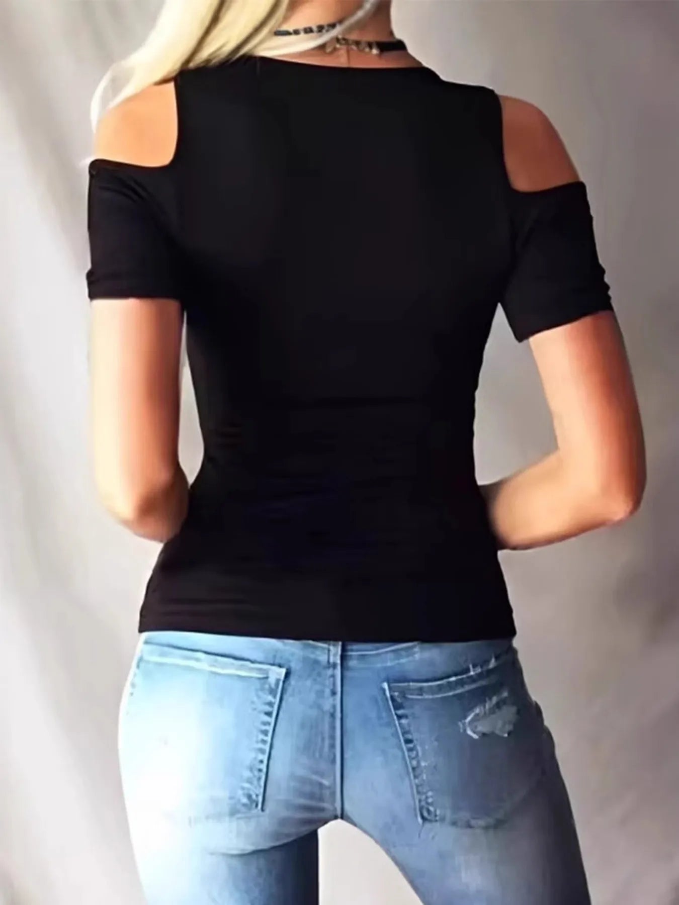 Lace Up Cold Shoulder T-Shirt  Shop One Place
