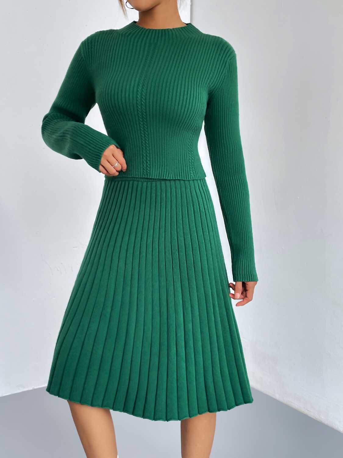 Rib-Knit Sweater and Skirt Set  Shop One Place