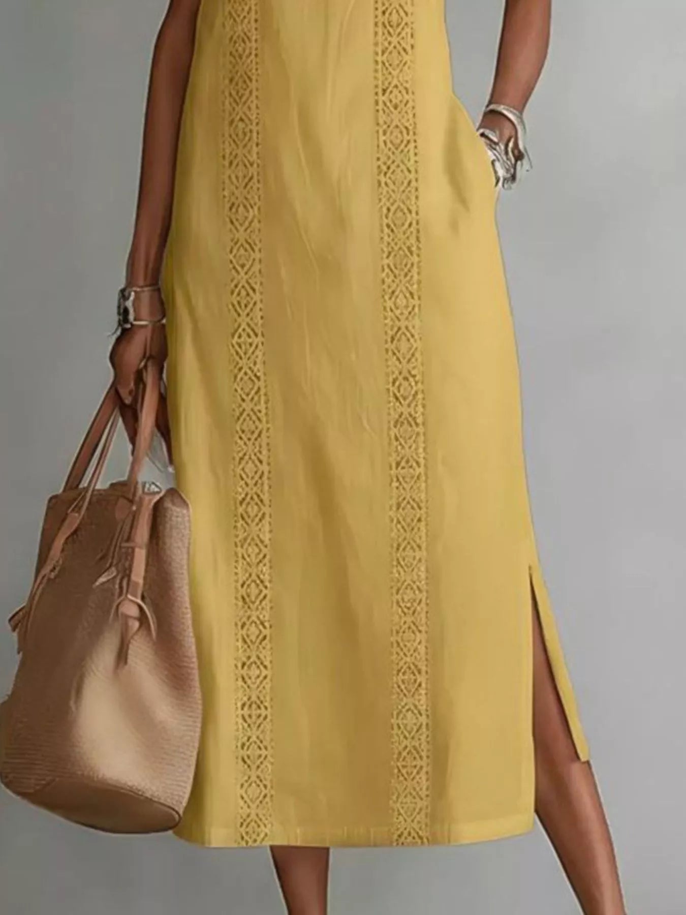 Full Size Side Slit Sleeveless Midi Dress Plus Size  Shop One Place
