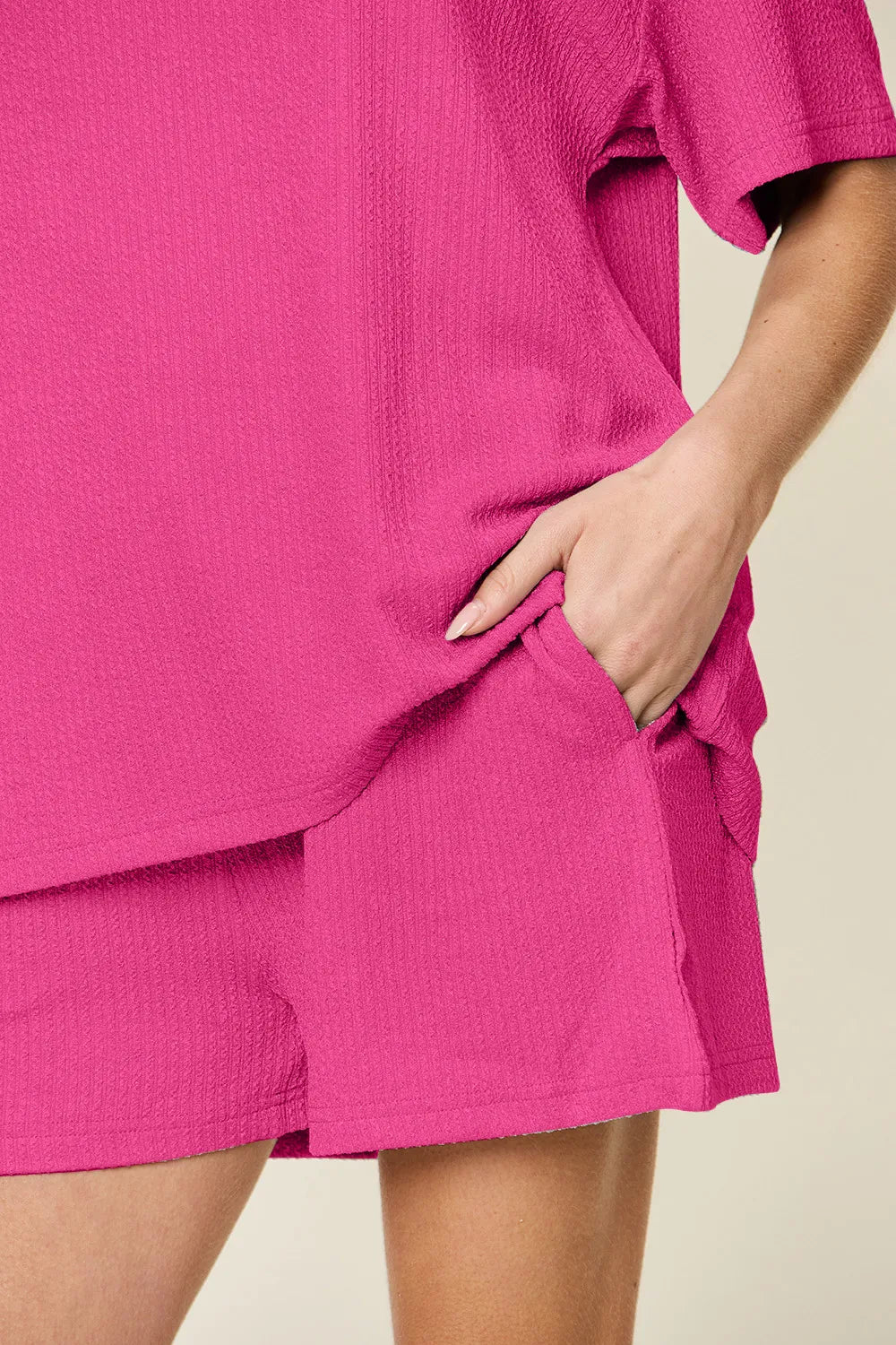 Double Take Basic style Round Neck Solid Set  Shop One Place