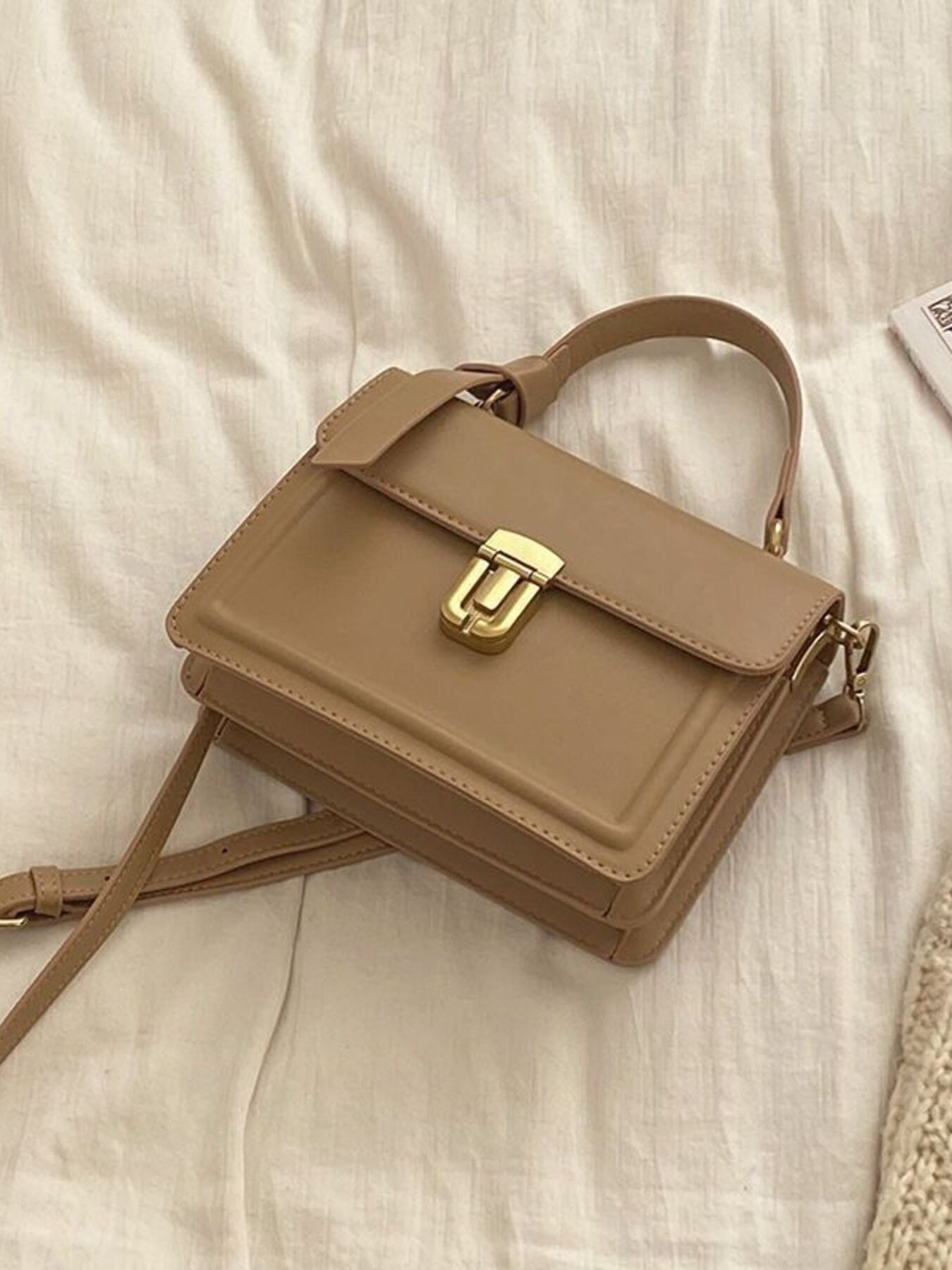 Leather Crossbody Bag with Golden Clasp  Shop One Place