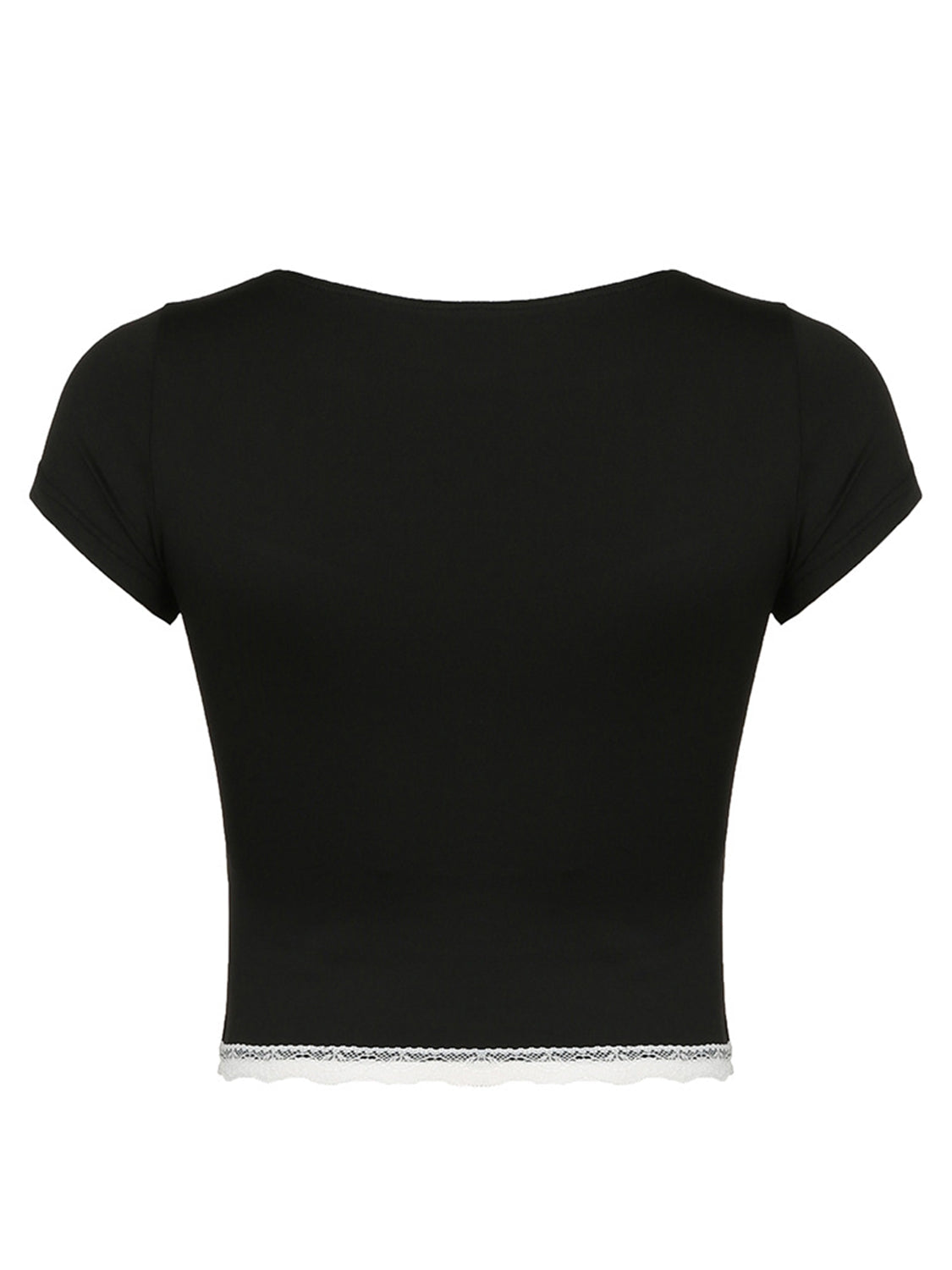 Lace Detail Sweetheart Neck Short Sleeve T-Shirt  Shop One Place