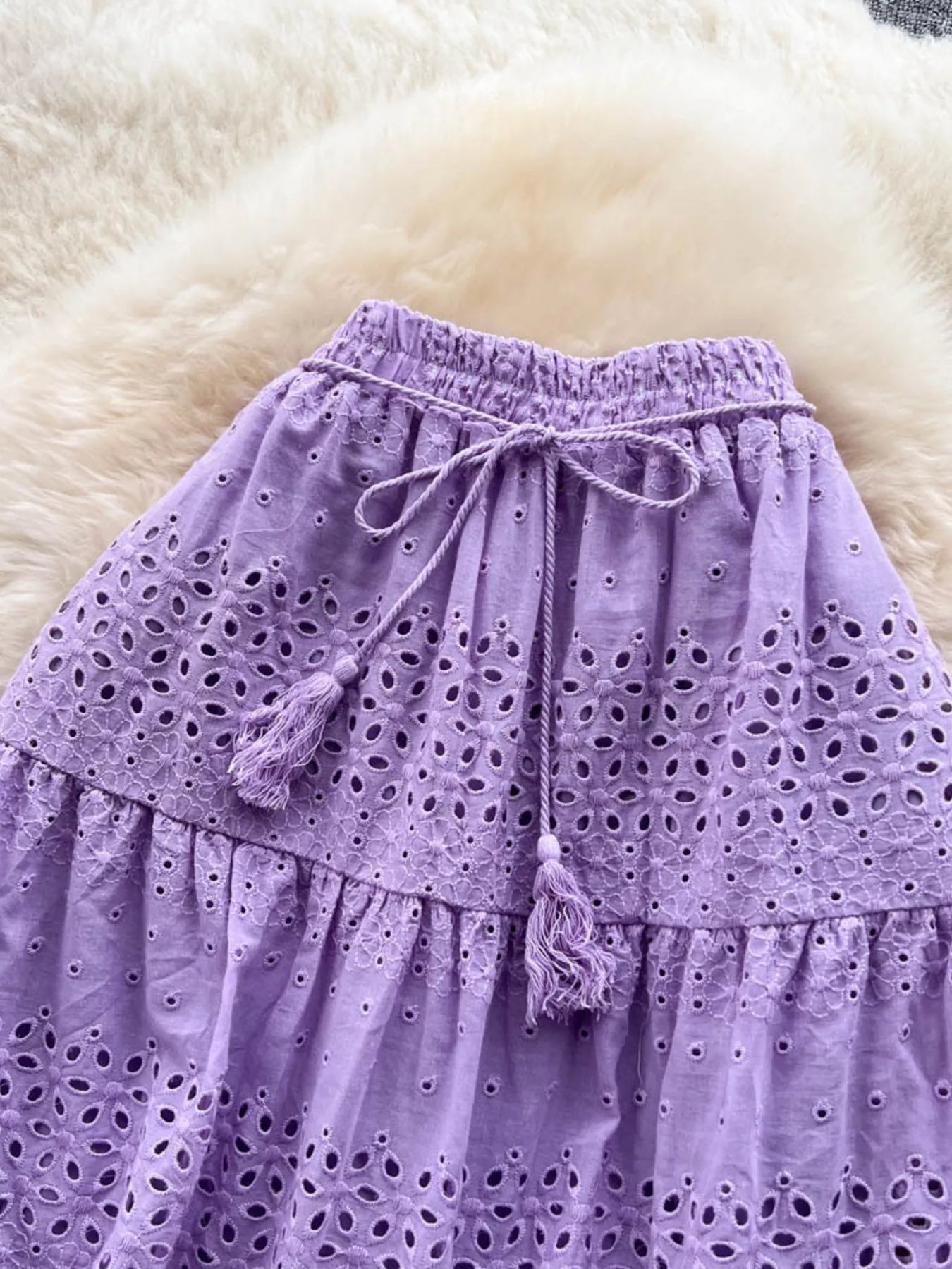 Eyelet Tiered Maxi Skirt  Shop One Place