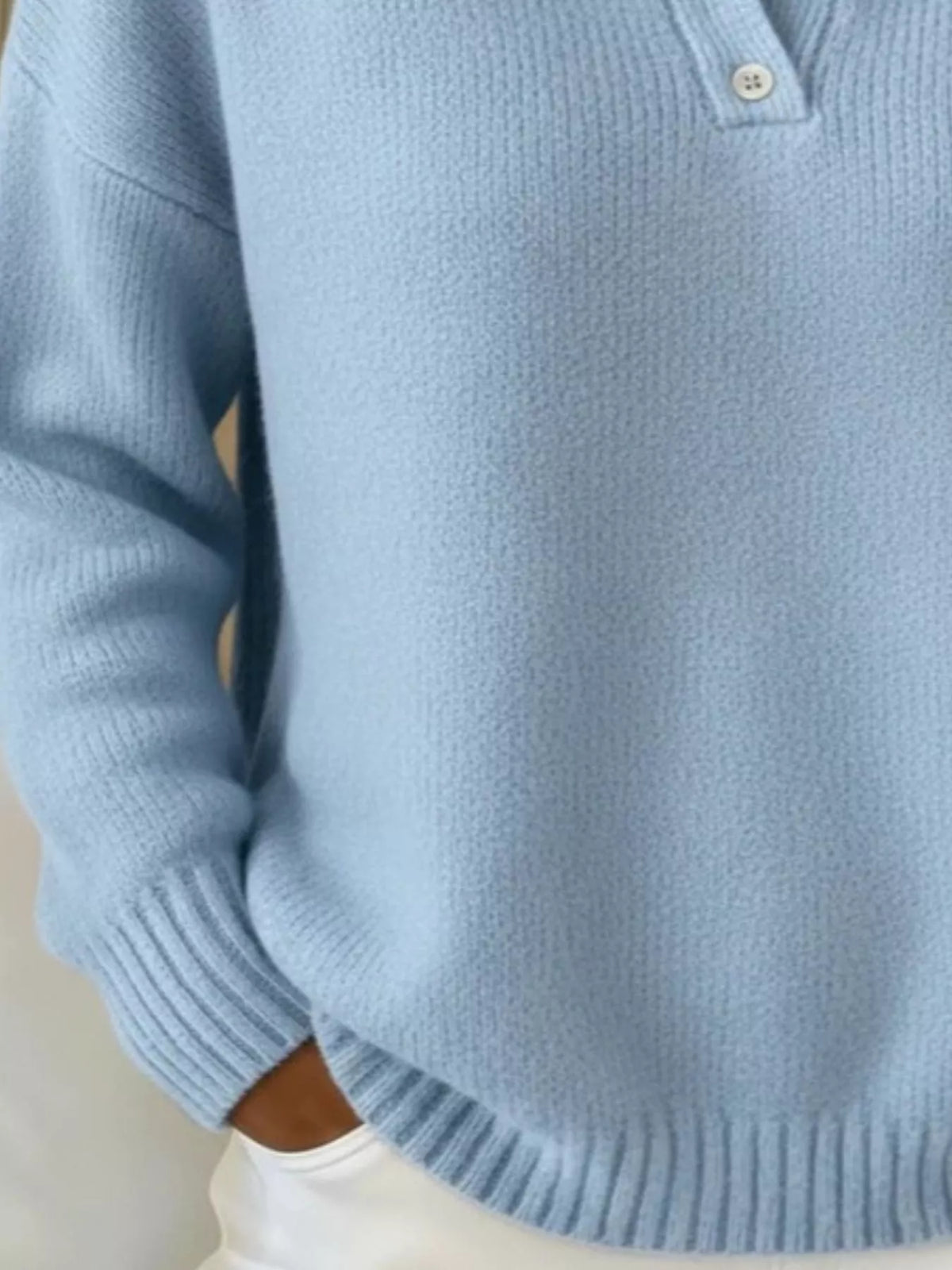 Full Size Button Detail Drop Shoulder Sweater Plus Size  Shop One Place