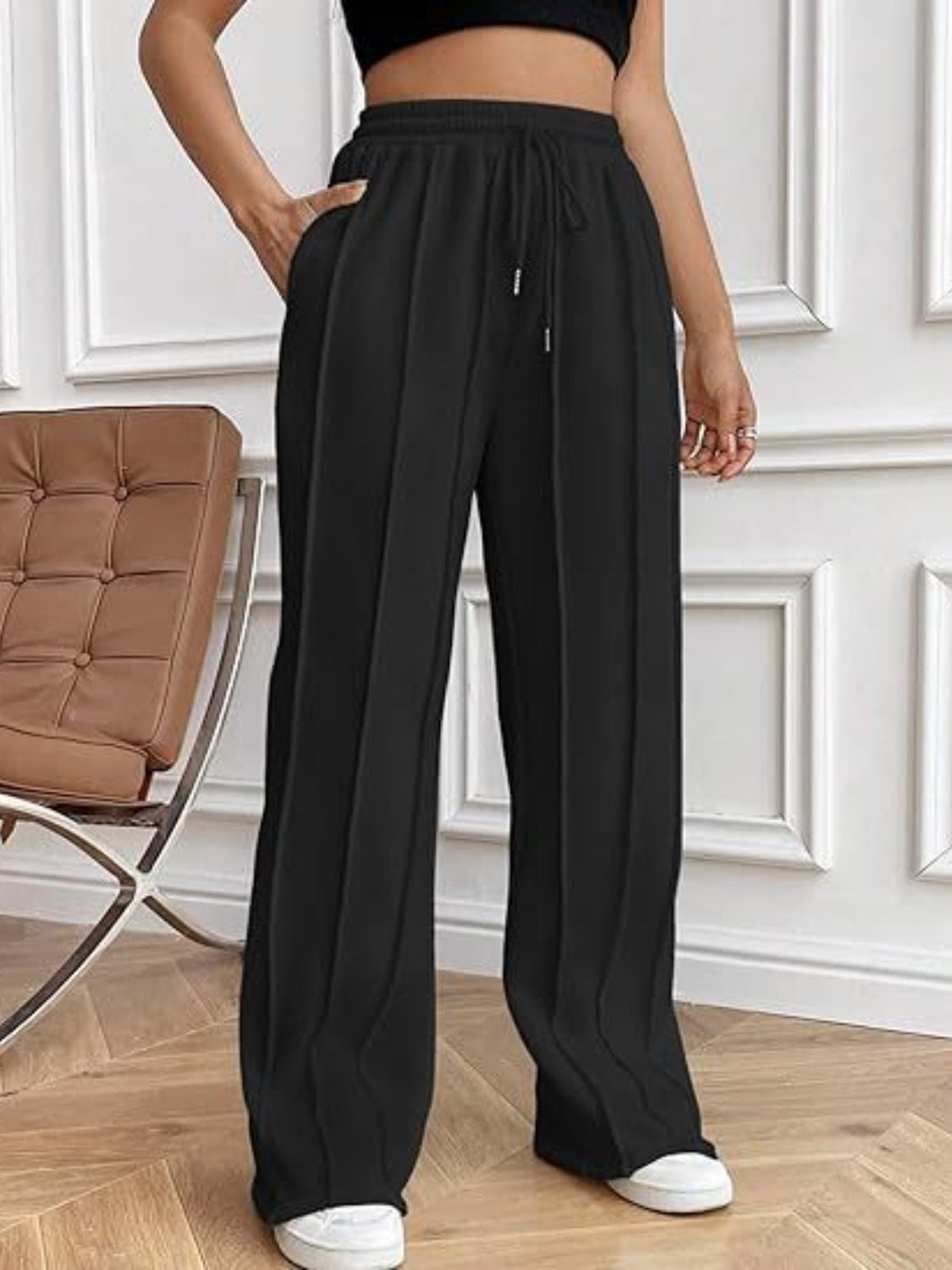 Drawstring Wide Leg Pants with Pockets  Shop One Place
