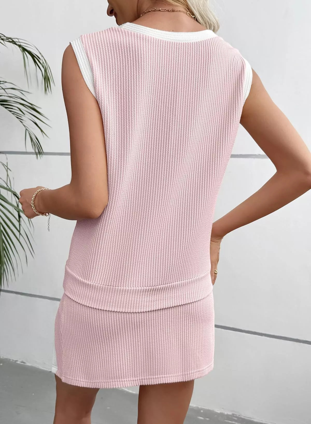 Ribbed Knit Sleeveless Top and Skort Set  Shop One Place