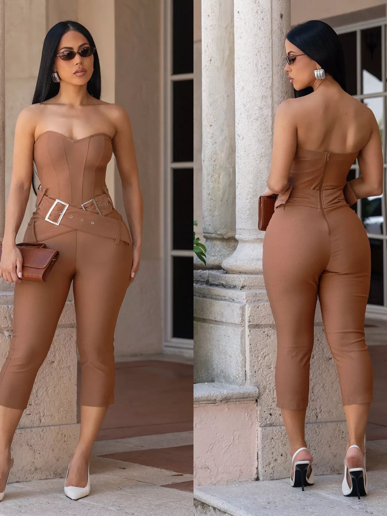 Belted Tube Skinny Jumpsuit  Shop One Place