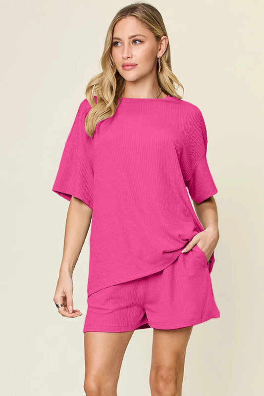 Double Take Basic style Round Neck Solid Set  Shop One Place
