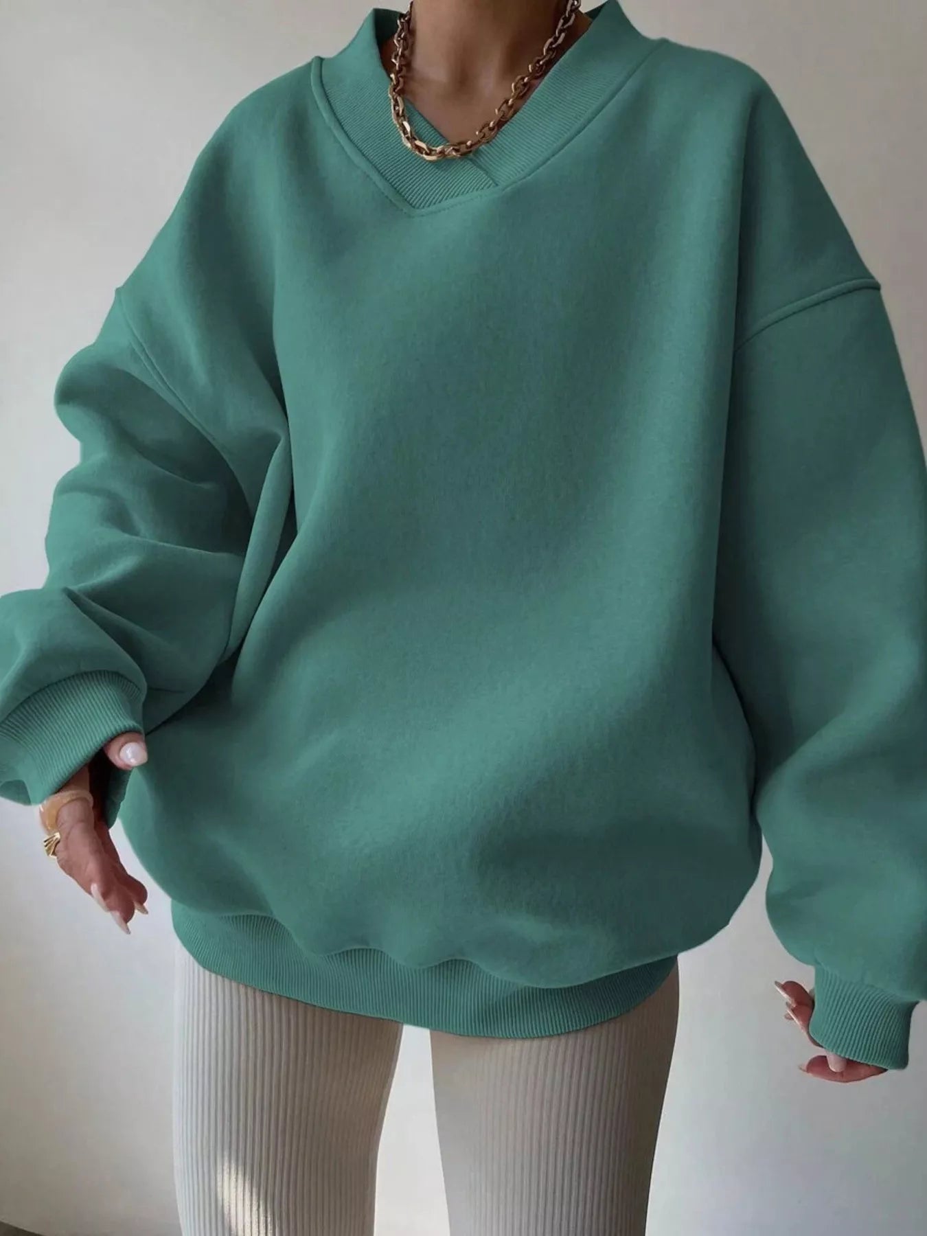 Dropped Shoulder Long Sleeve Oversized Sweatshirt  Shop One Place