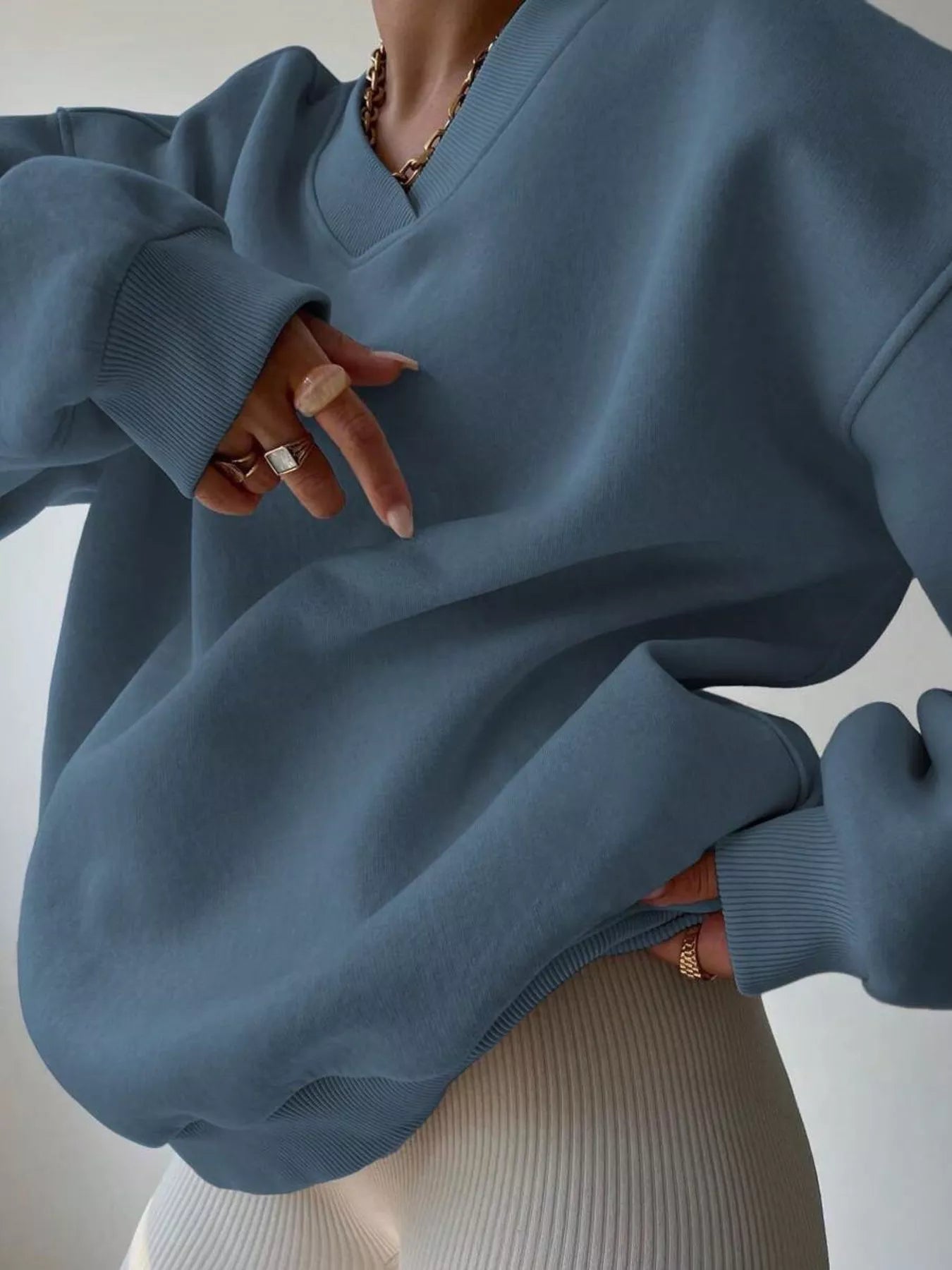 Dropped Shoulder Long Sleeve Oversized Sweatshirt  Shop One Place
