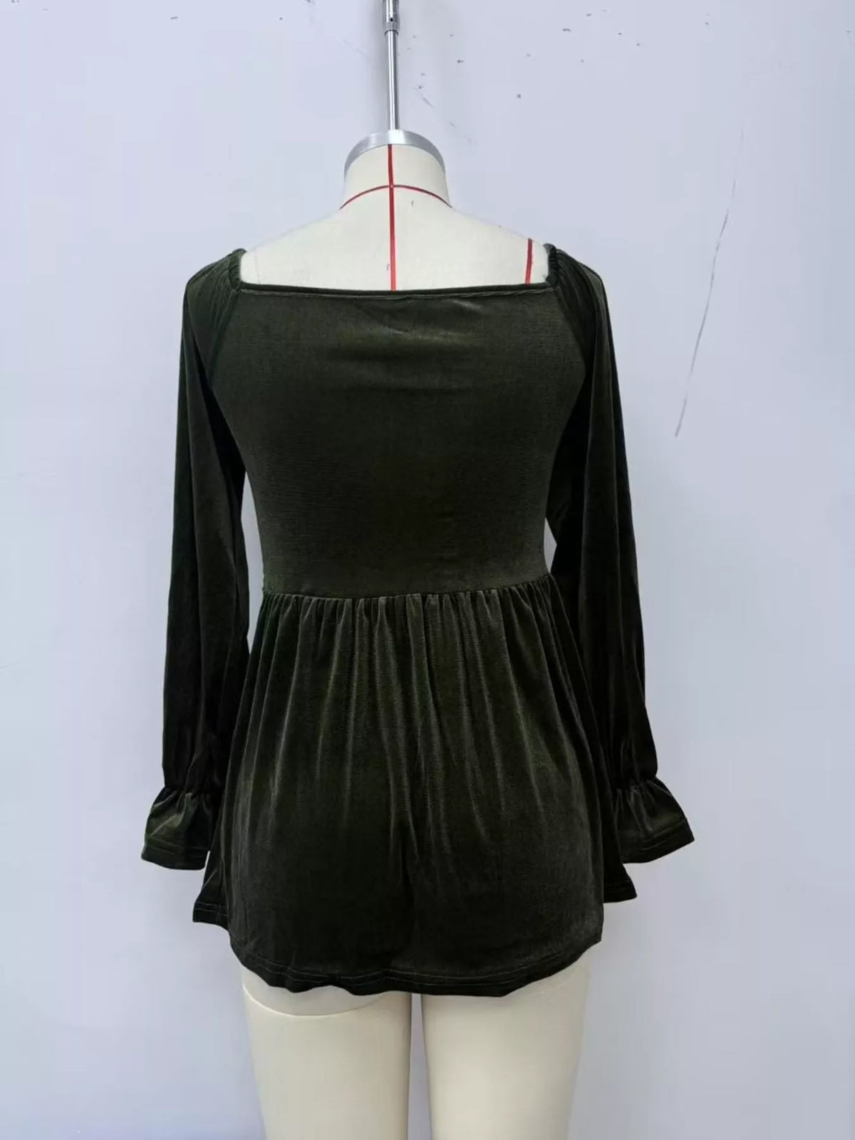 Women's Velvet Smocked Peplum Blouse – view 3