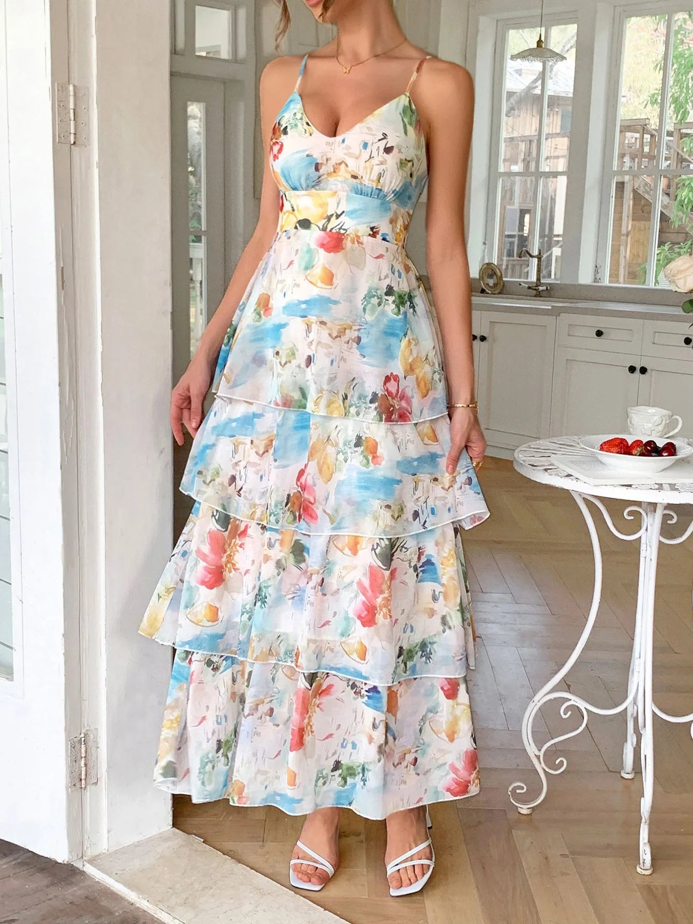 Floral Print Layered Maxi Cami Dress  Shop One Place