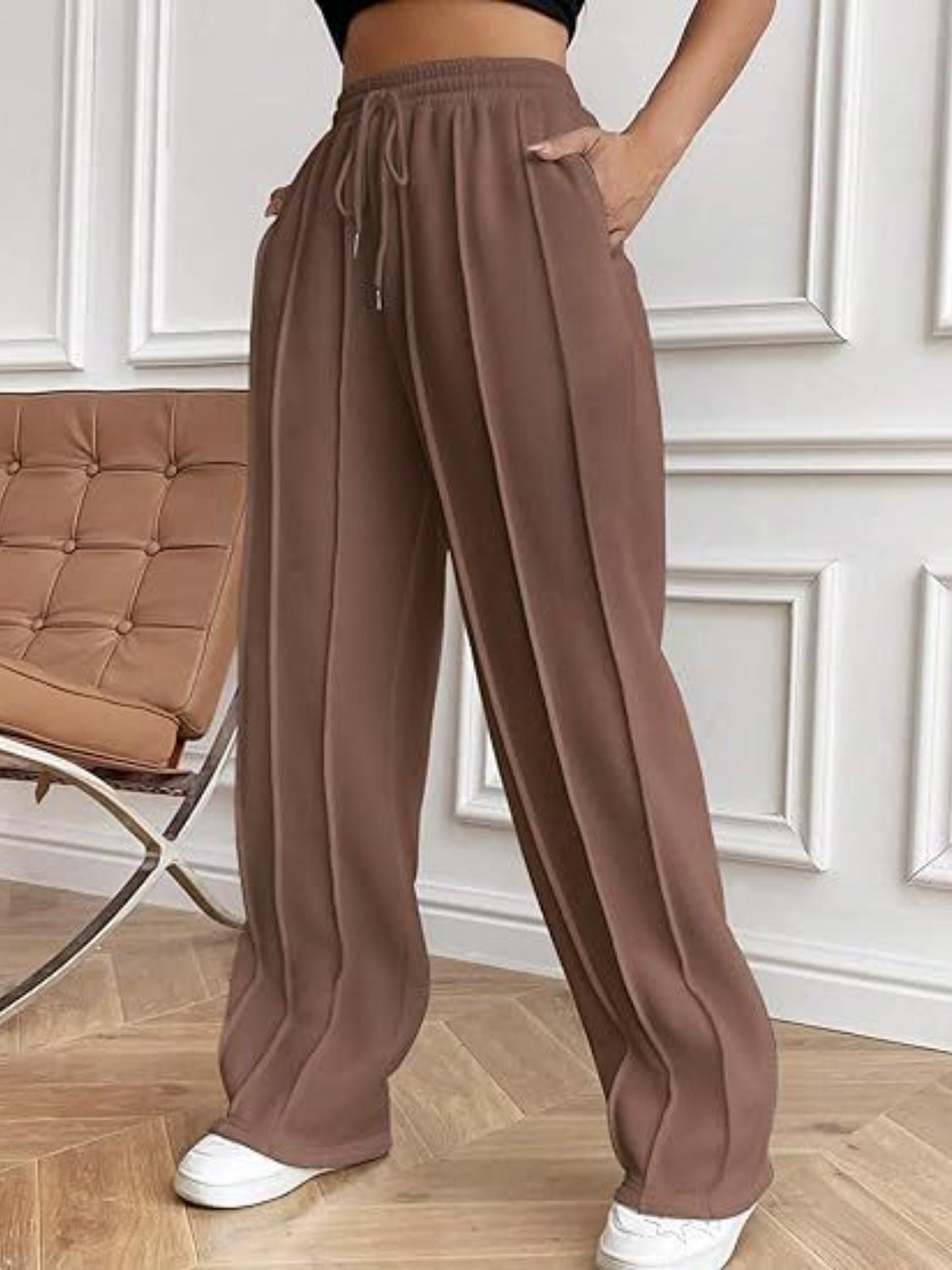 Drawstring Wide Leg Pants with Pockets  Shop One Place